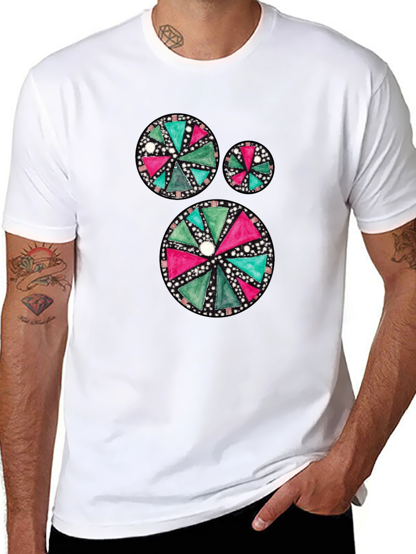 Geometric Pattern Mens Black Tee