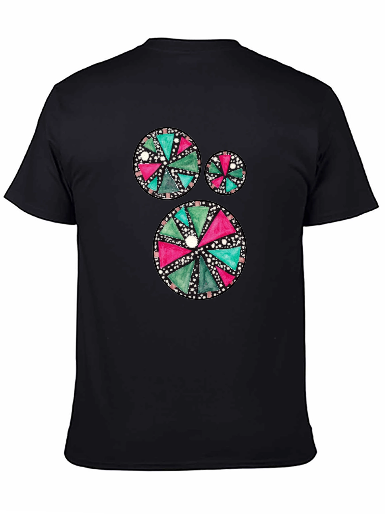 Geometric Pattern Mens Black Tee