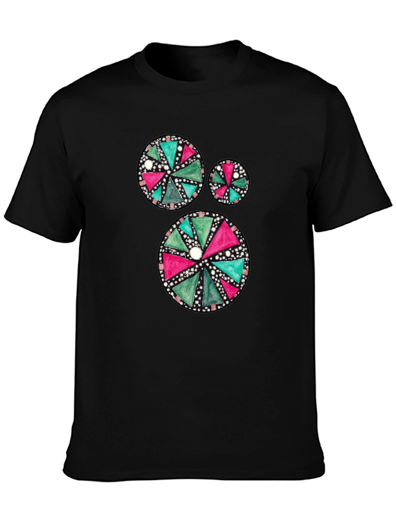 Geometric Pattern Mens Black Tee