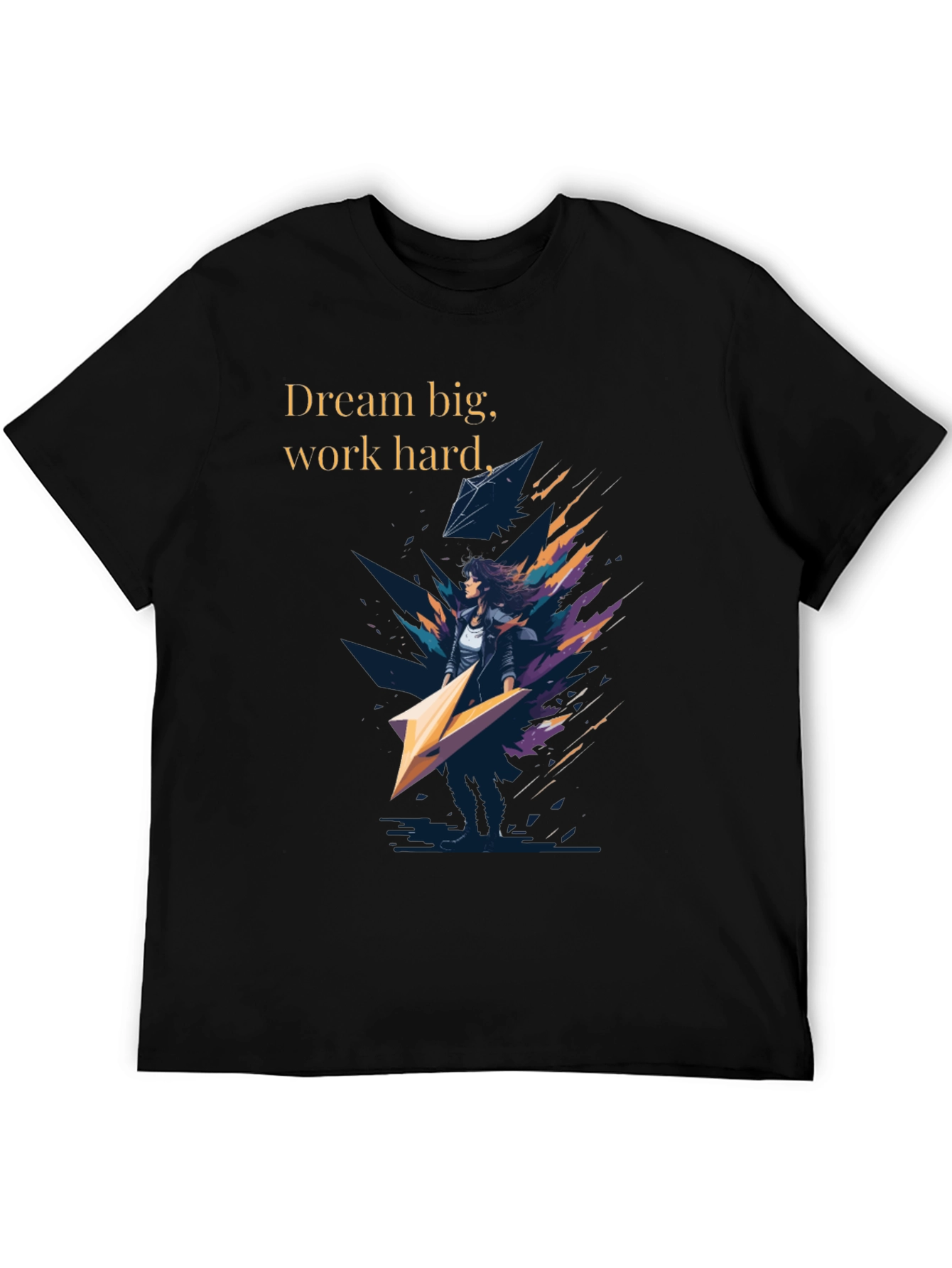 Dream Big Graphic Tee - Black Cotton T-Shirt