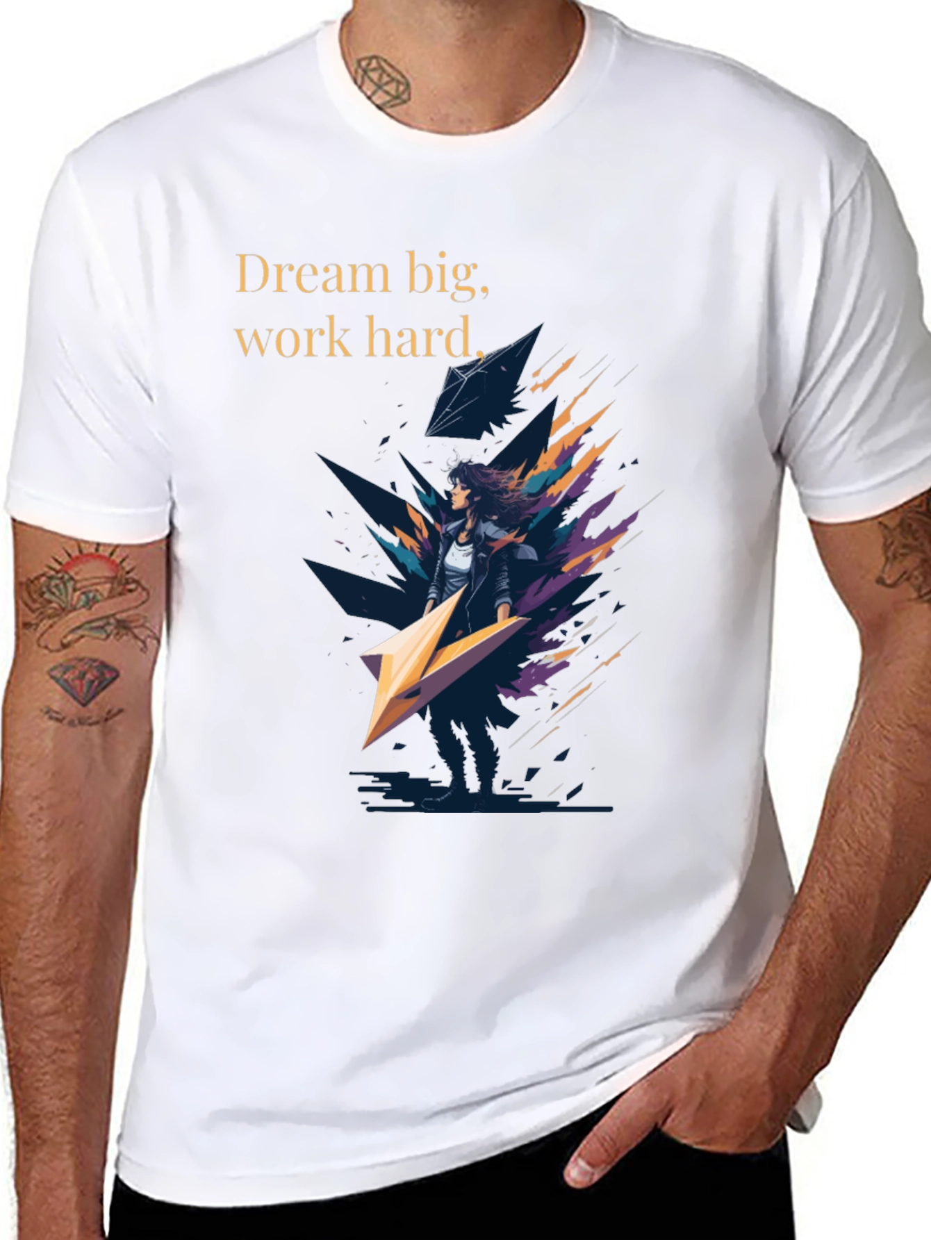 Dream Big Graphic Tee - Black Cotton T-Shirt