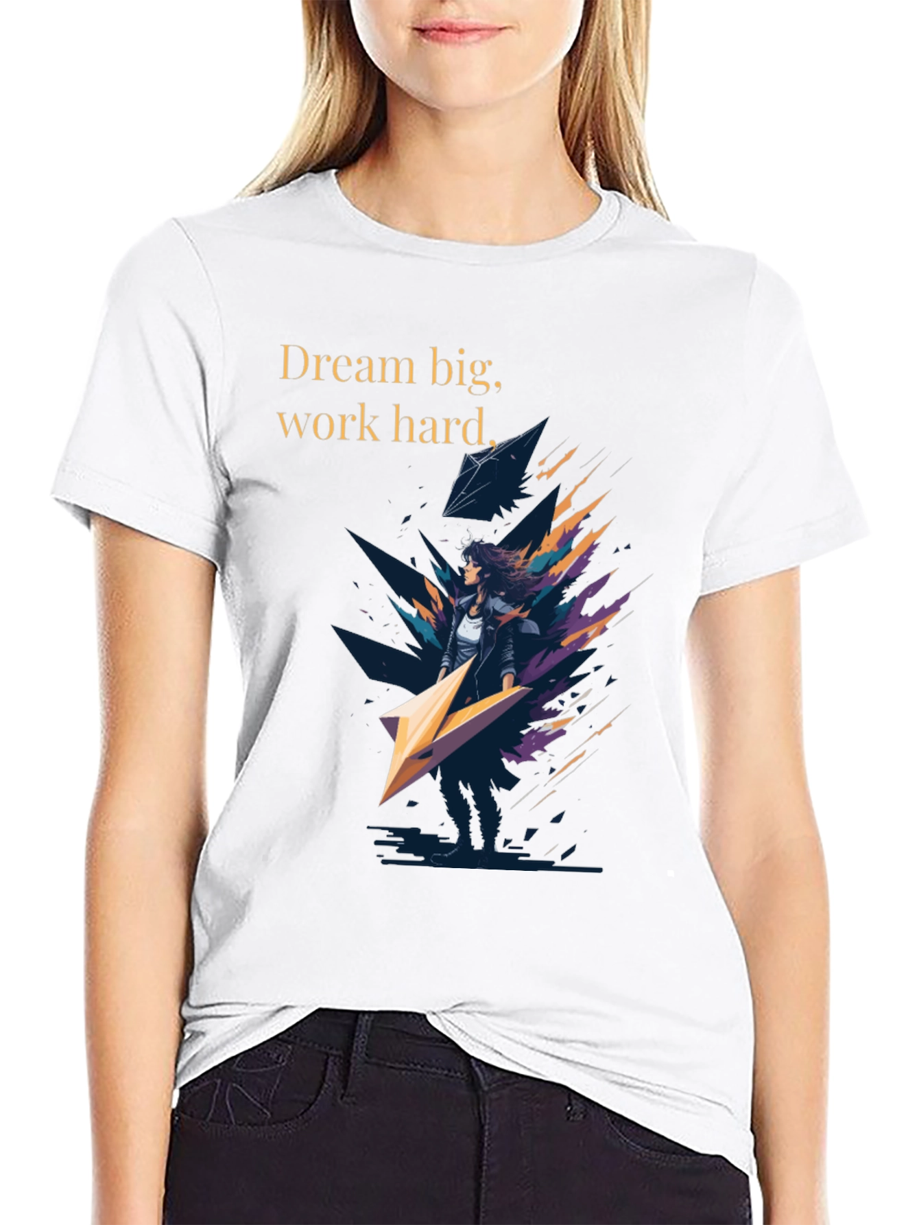 Dream Big Graphic Tee - Black Cotton T-Shirt