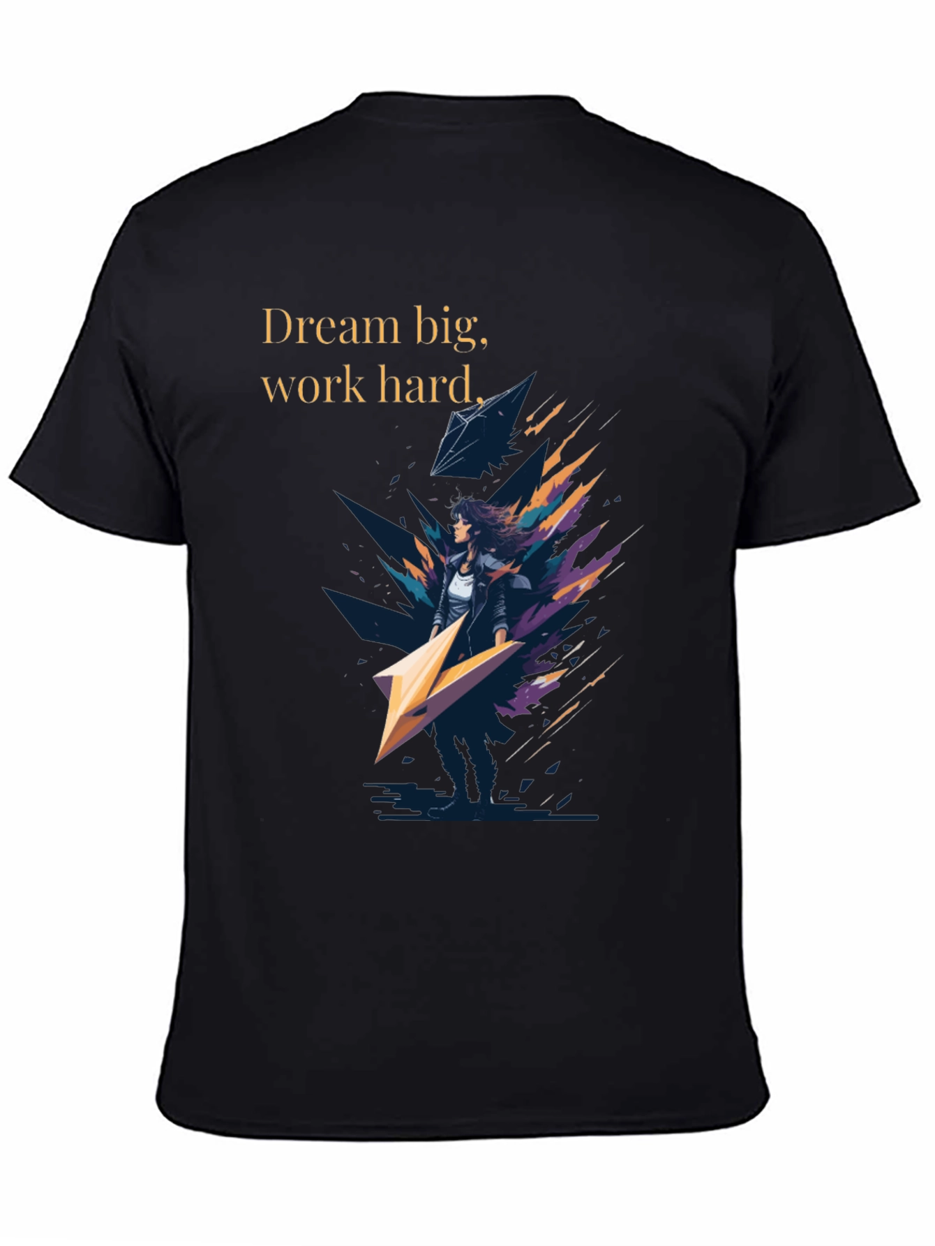 Dream Big Graphic Tee - Black Cotton T-Shirt