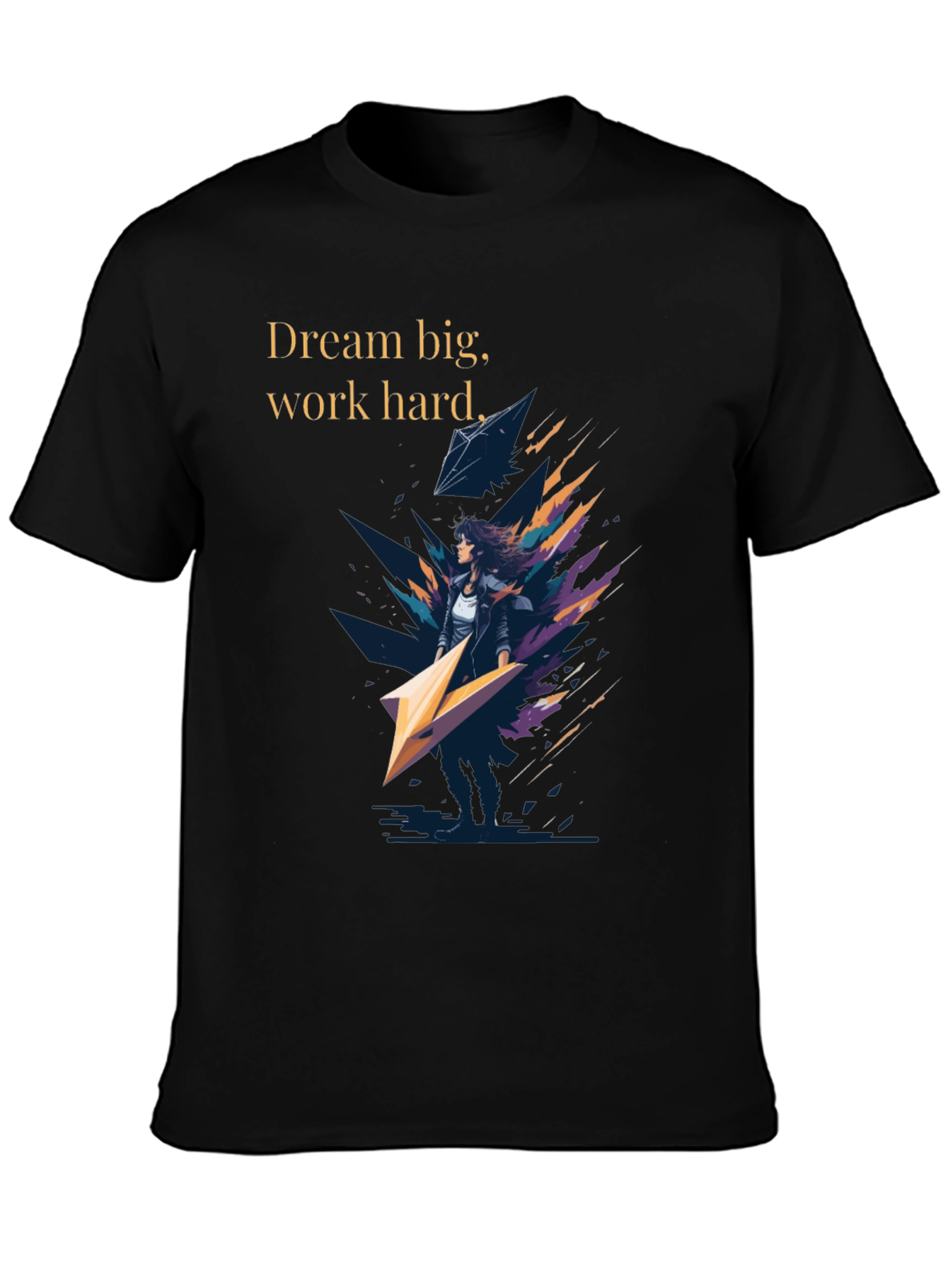 Dream Big Graphic Tee - Black Cotton T-Shirt