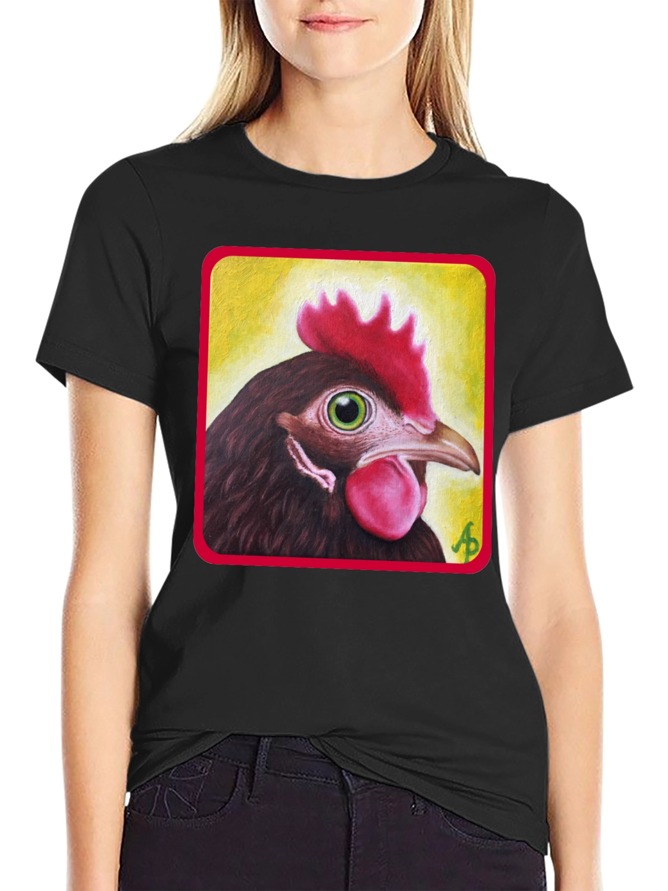 Novelty Chicken Graphic Tee - Unisex Black T-Shirt