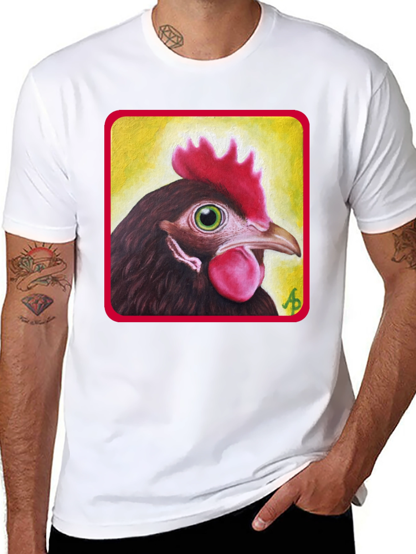 Novelty Chicken Graphic Tee - Unisex Black T-Shirt