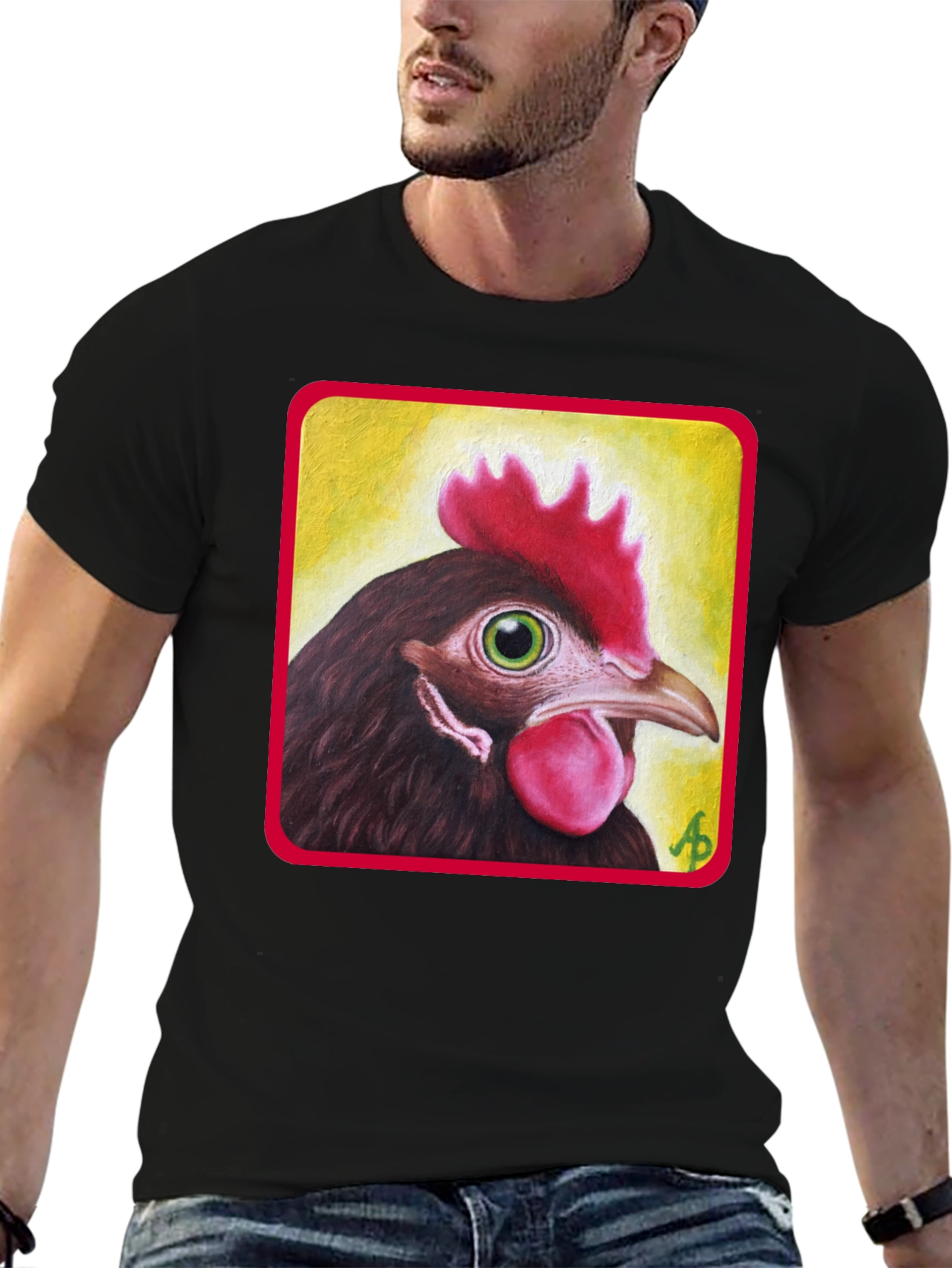 Novelty Chicken Graphic Tee - Unisex Black T-Shirt
