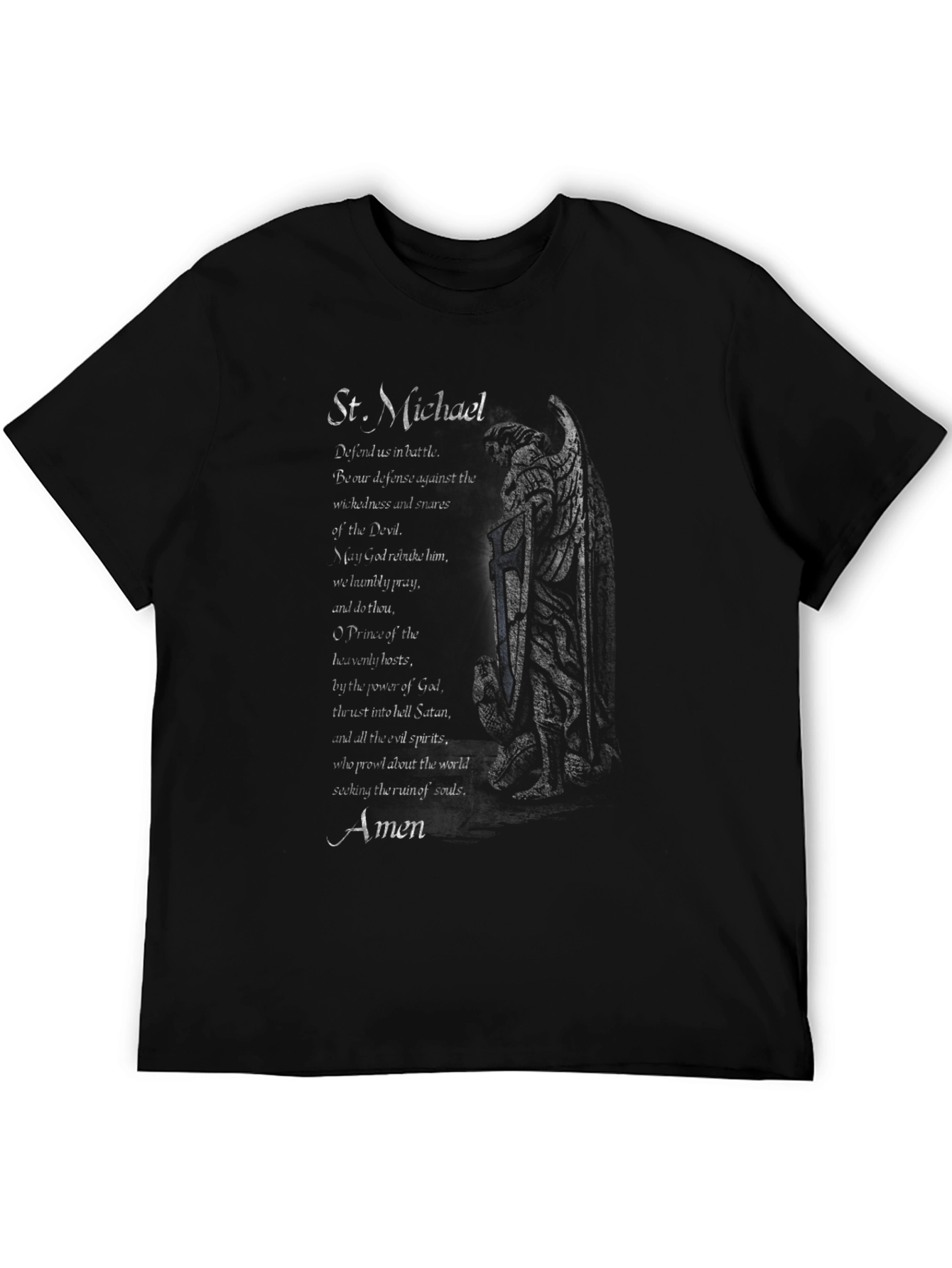 St. Michael Prayer Graphic Tee - Unisex Black T-Shirt