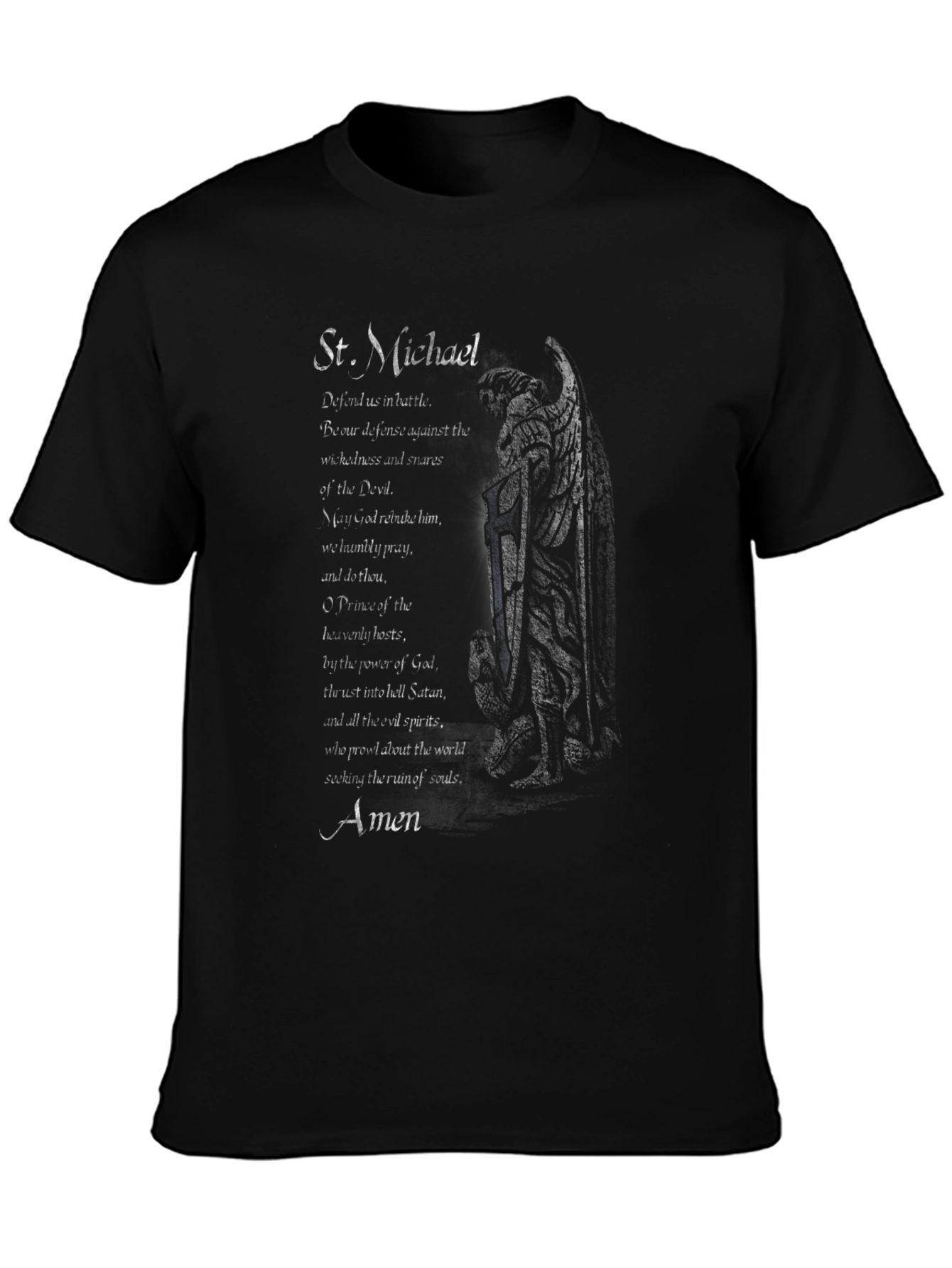 St. Michael Prayer Graphic Tee - Unisex Black T-Shirt