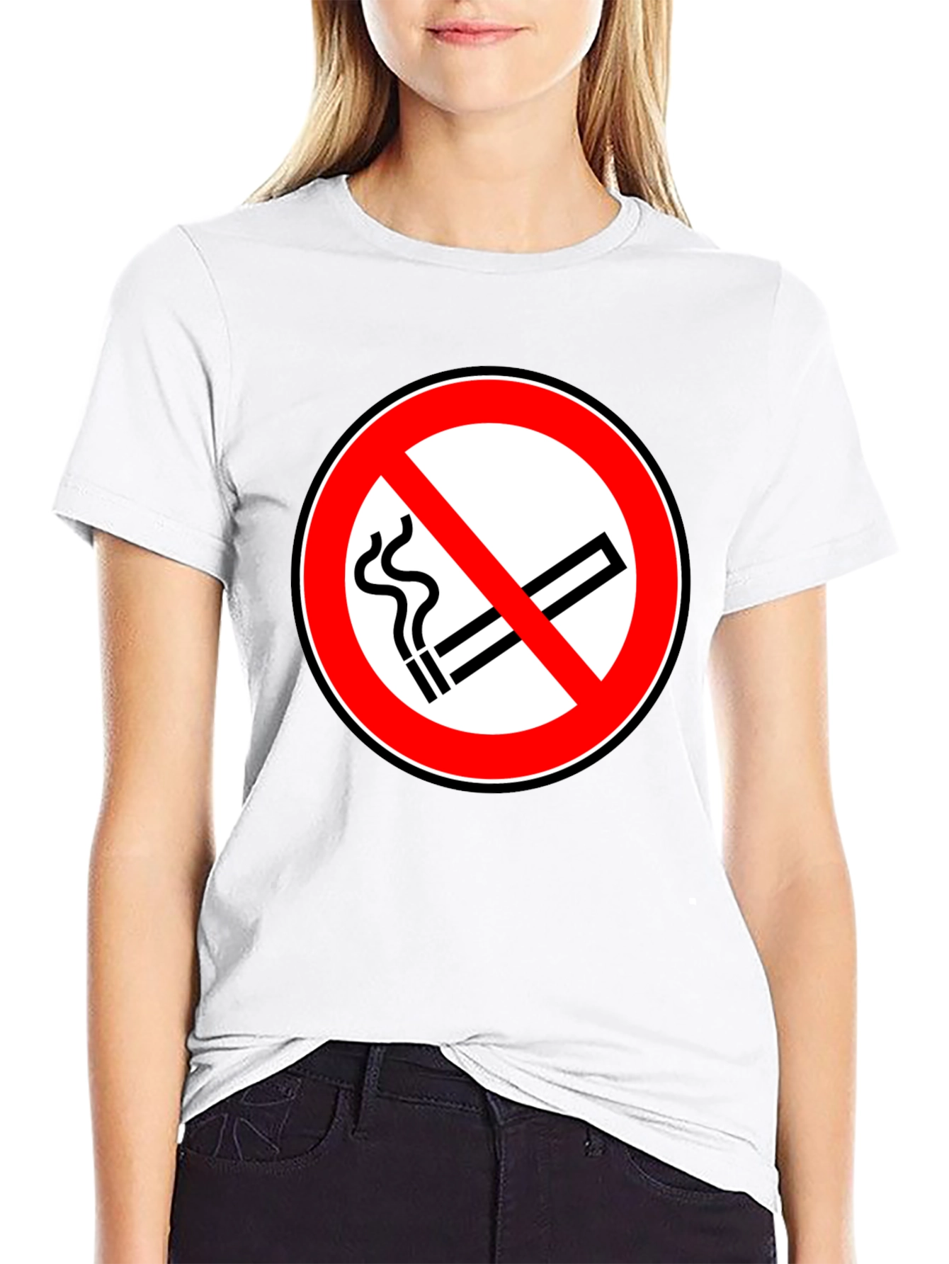 No Smoking Symbol T-Shirt - Black