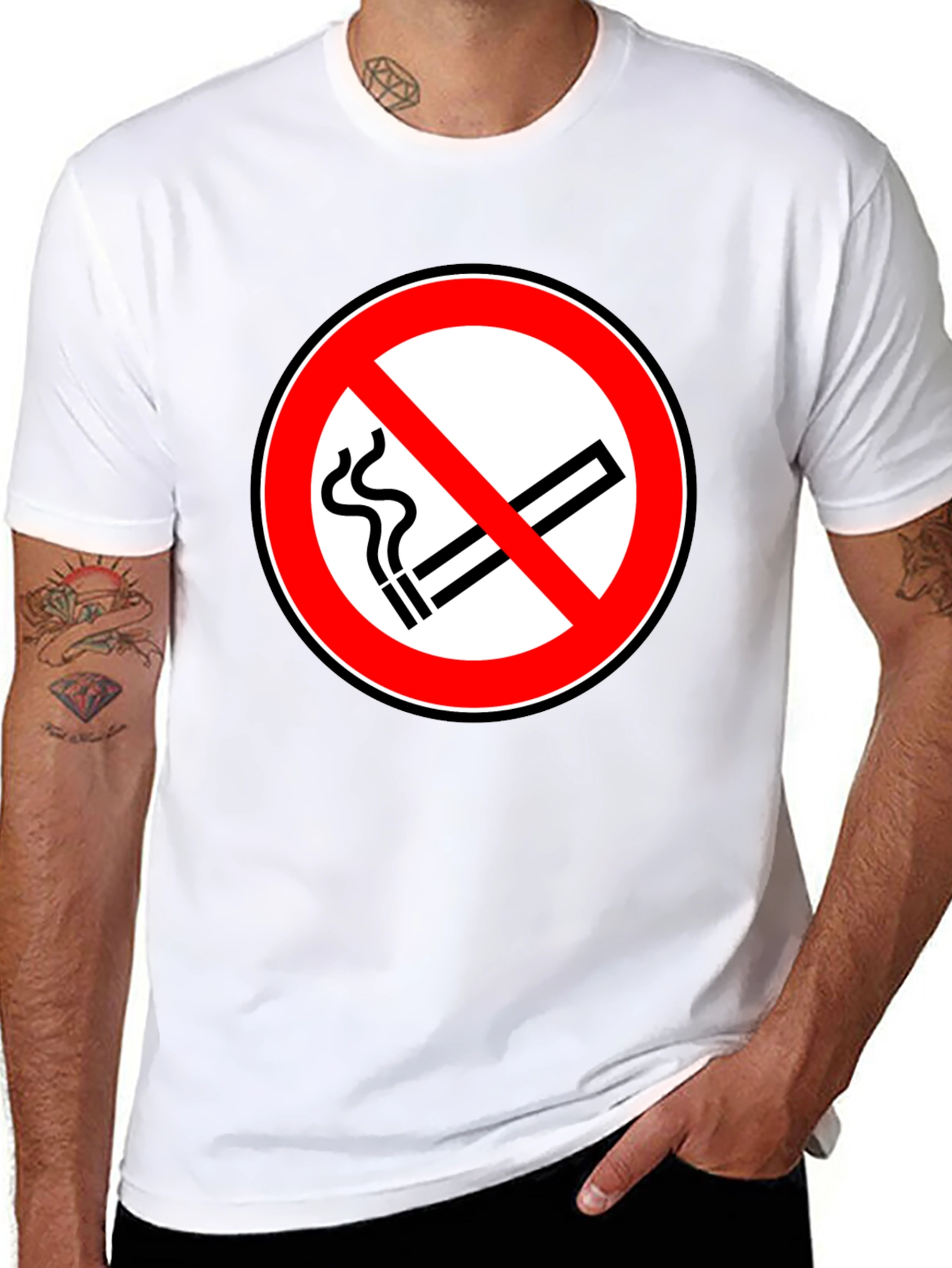 No Smoking Symbol T-Shirt - Black