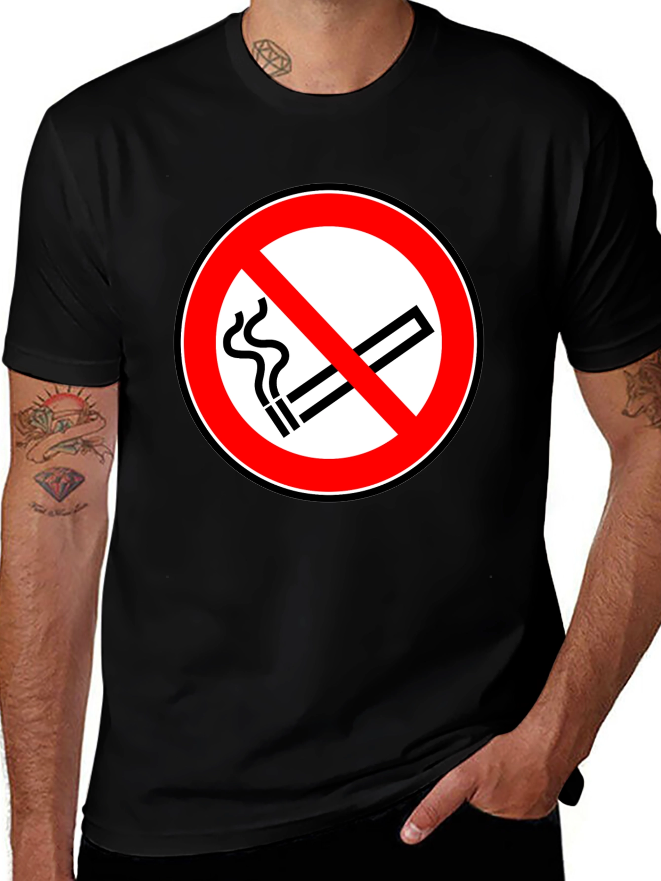 No Smoking Symbol T-Shirt - Black