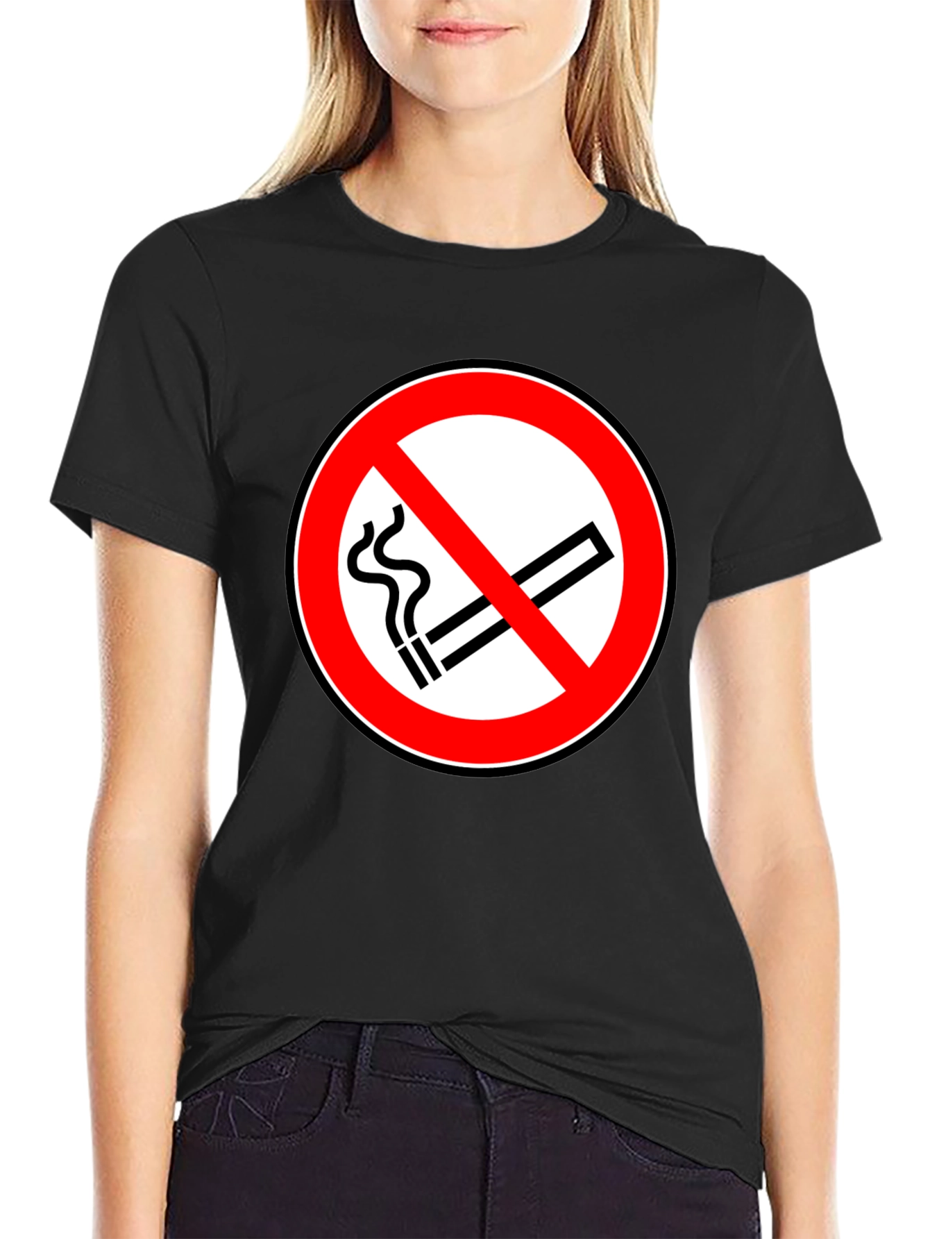 No Smoking Symbol T-Shirt - Black