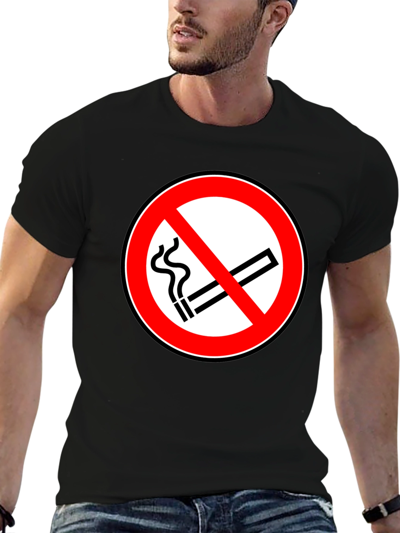 No Smoking Symbol T-Shirt - Black