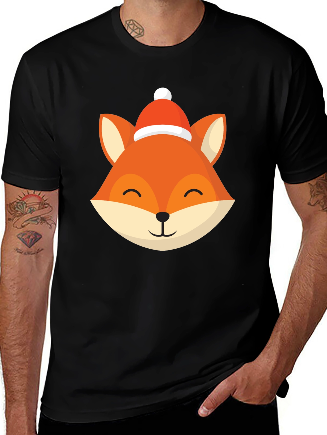 Festive Fox Graphic Tee - Holiday Style