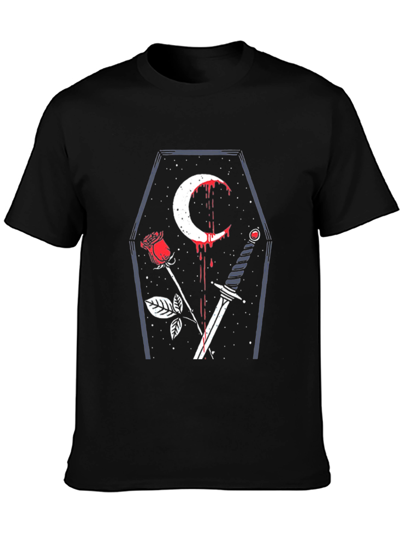 Gothic Coffin Rose & Sword Graphic Tee