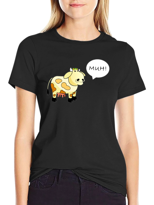 Funny Cartoon Cow T-Shirt - Moo! in Russian