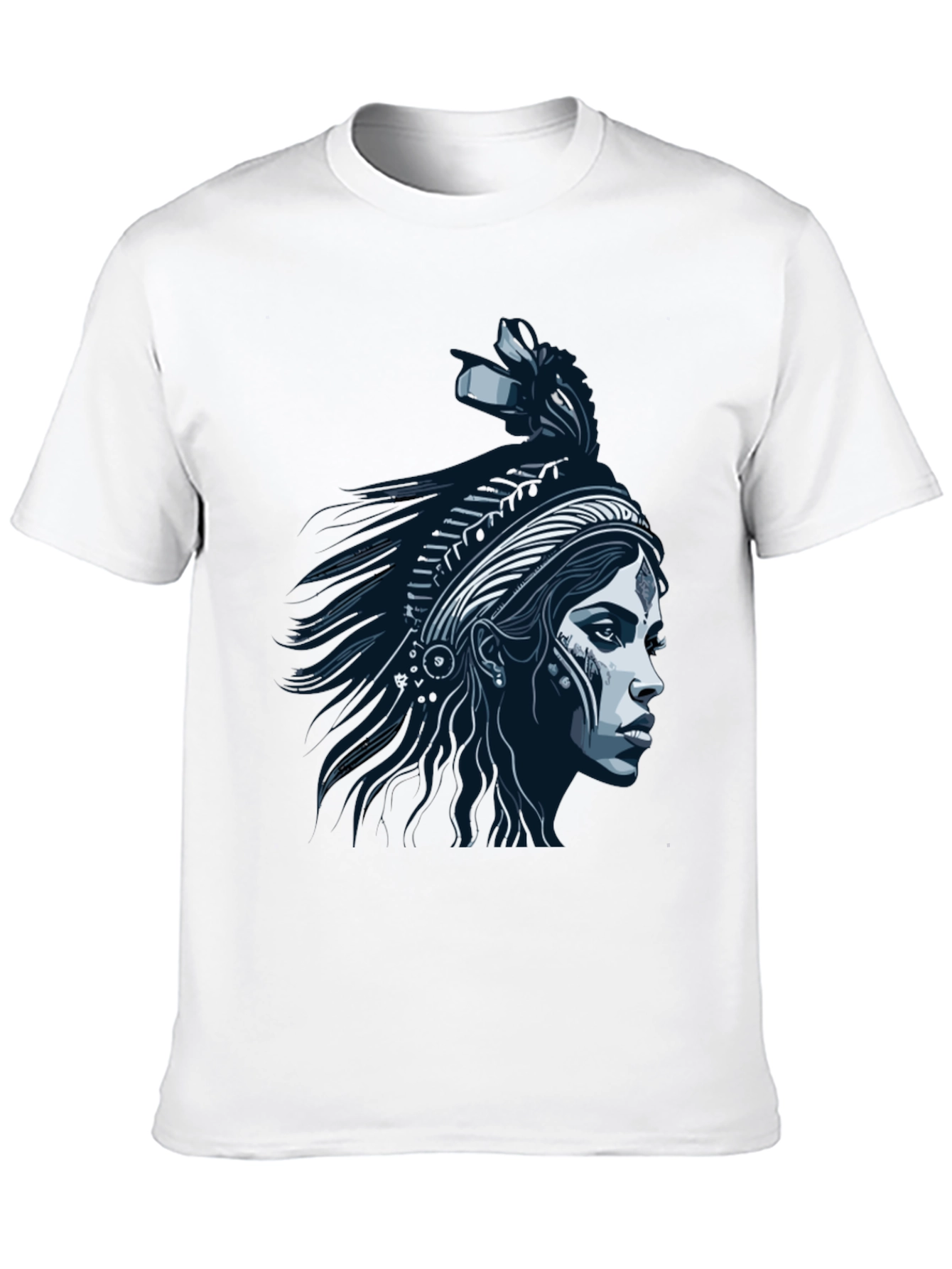 Native Headdress Graphic Tee - Black Cotton T-Shirt