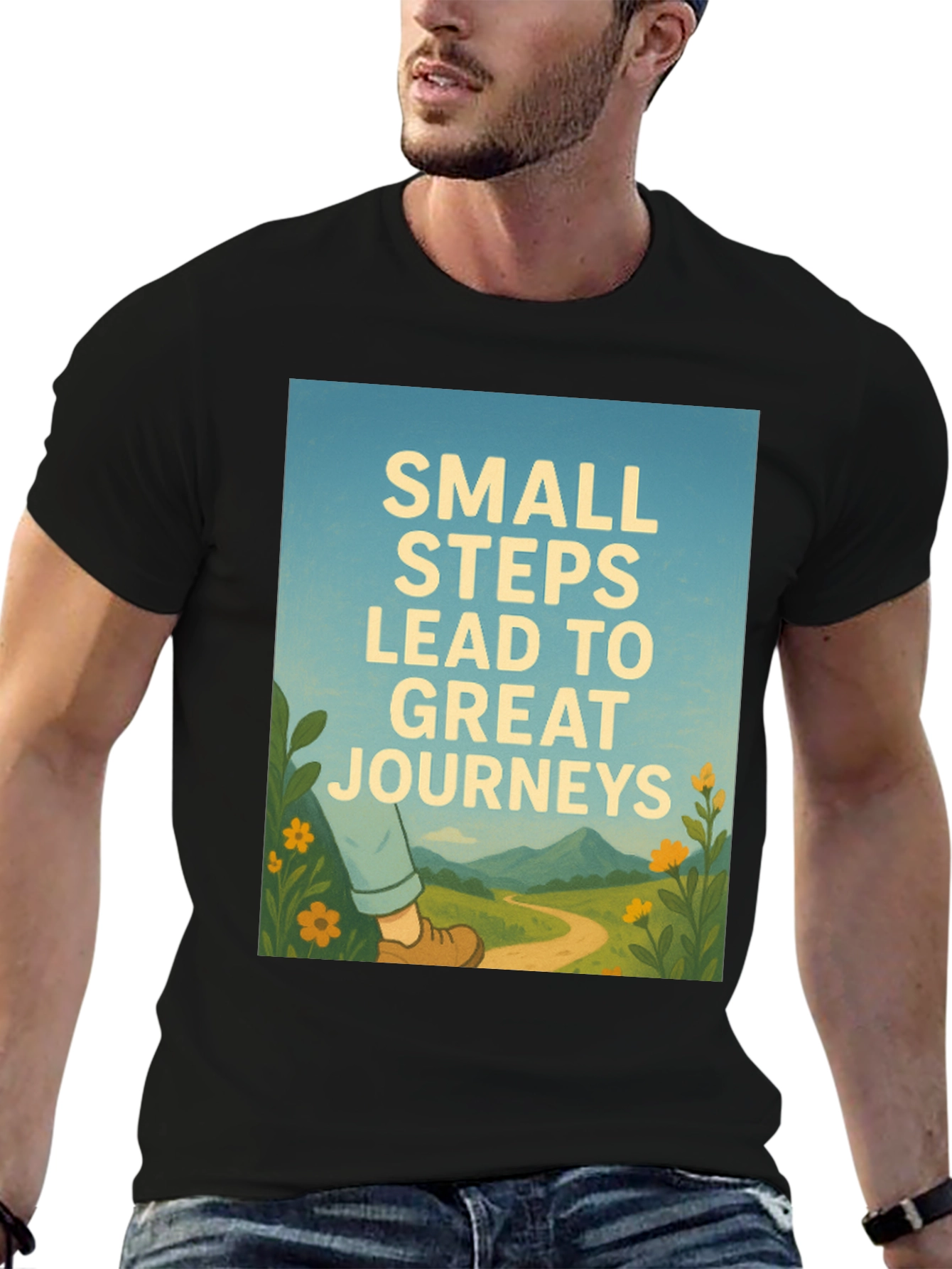 Inspirational Journey Graphic Tee - Black