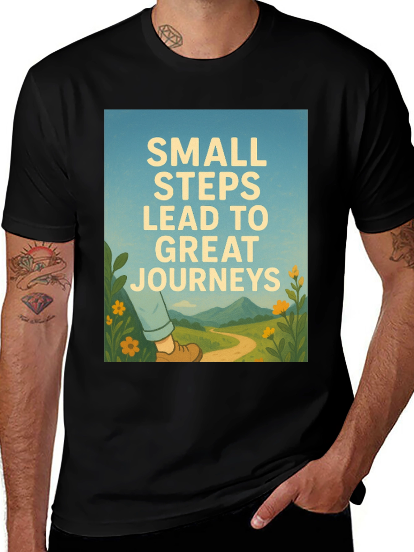Inspirational Journey Graphic Tee - Black