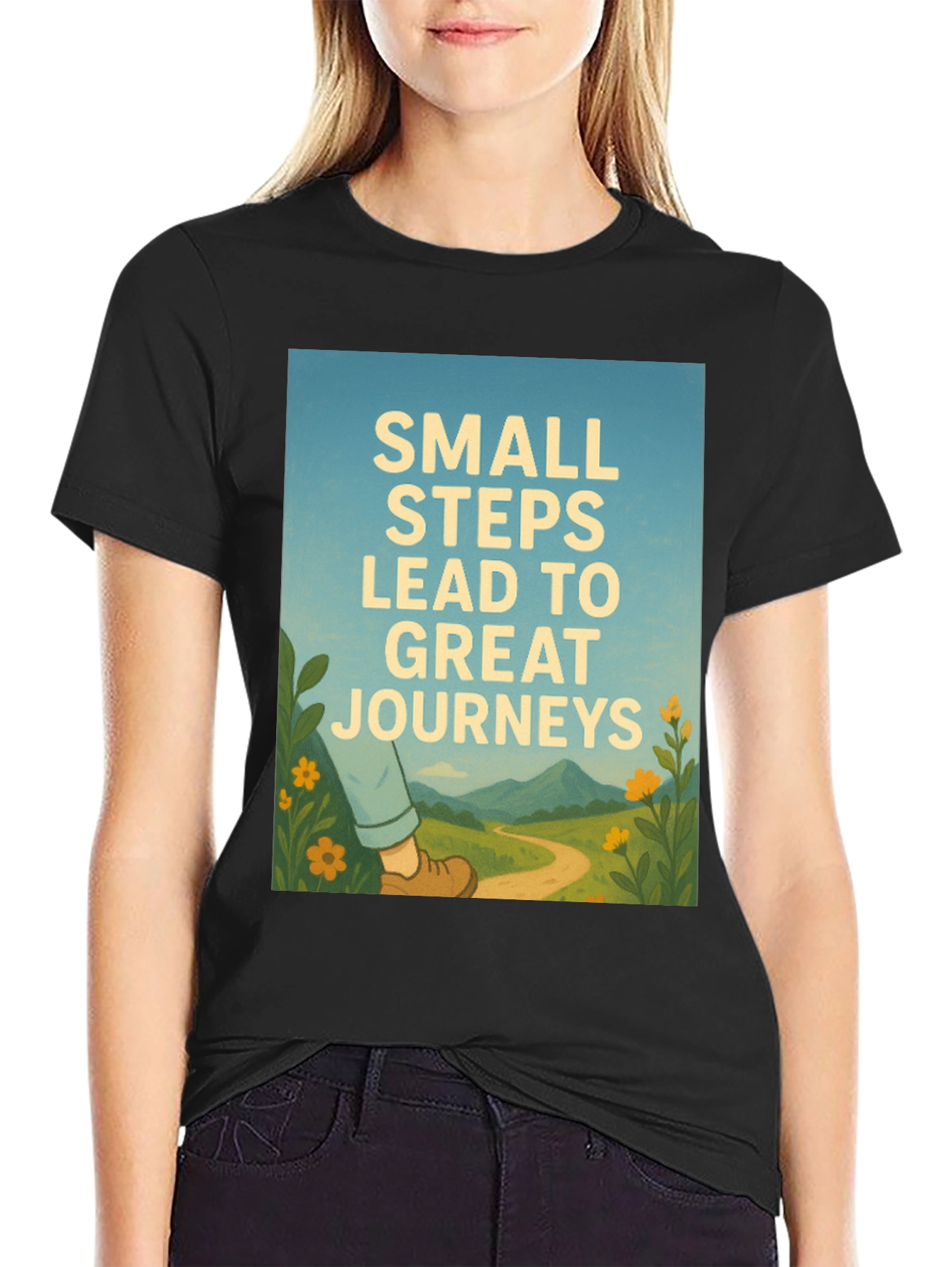 Inspirational Journey Graphic Tee - Black