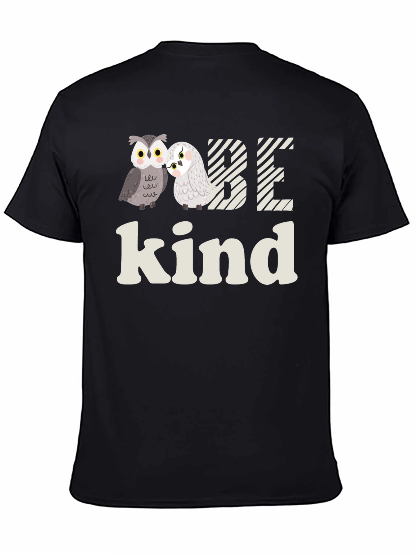 Be Kind Owl Graphic Tee -  Soft Black T-Shirt
