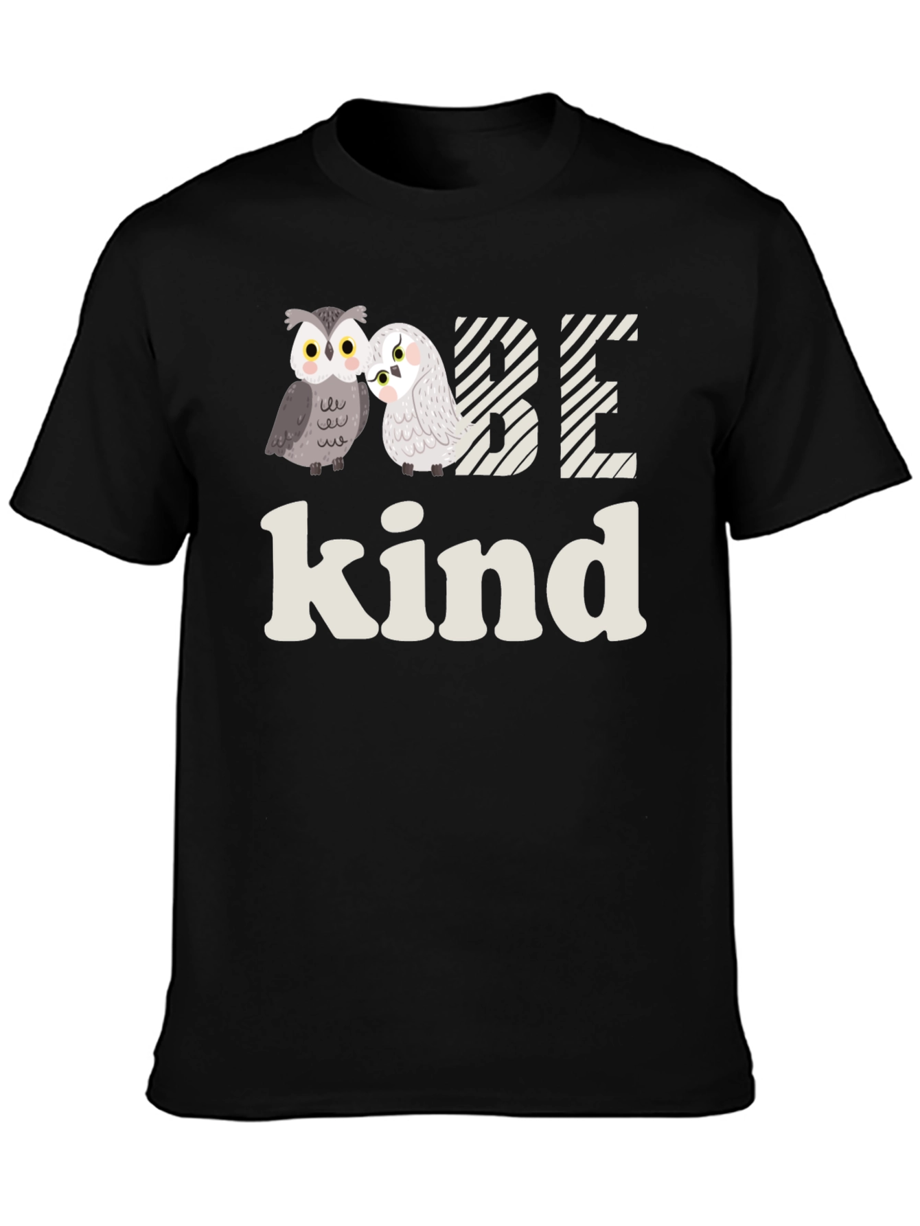 Be Kind Owl Graphic Tee -  Soft Black T-Shirt