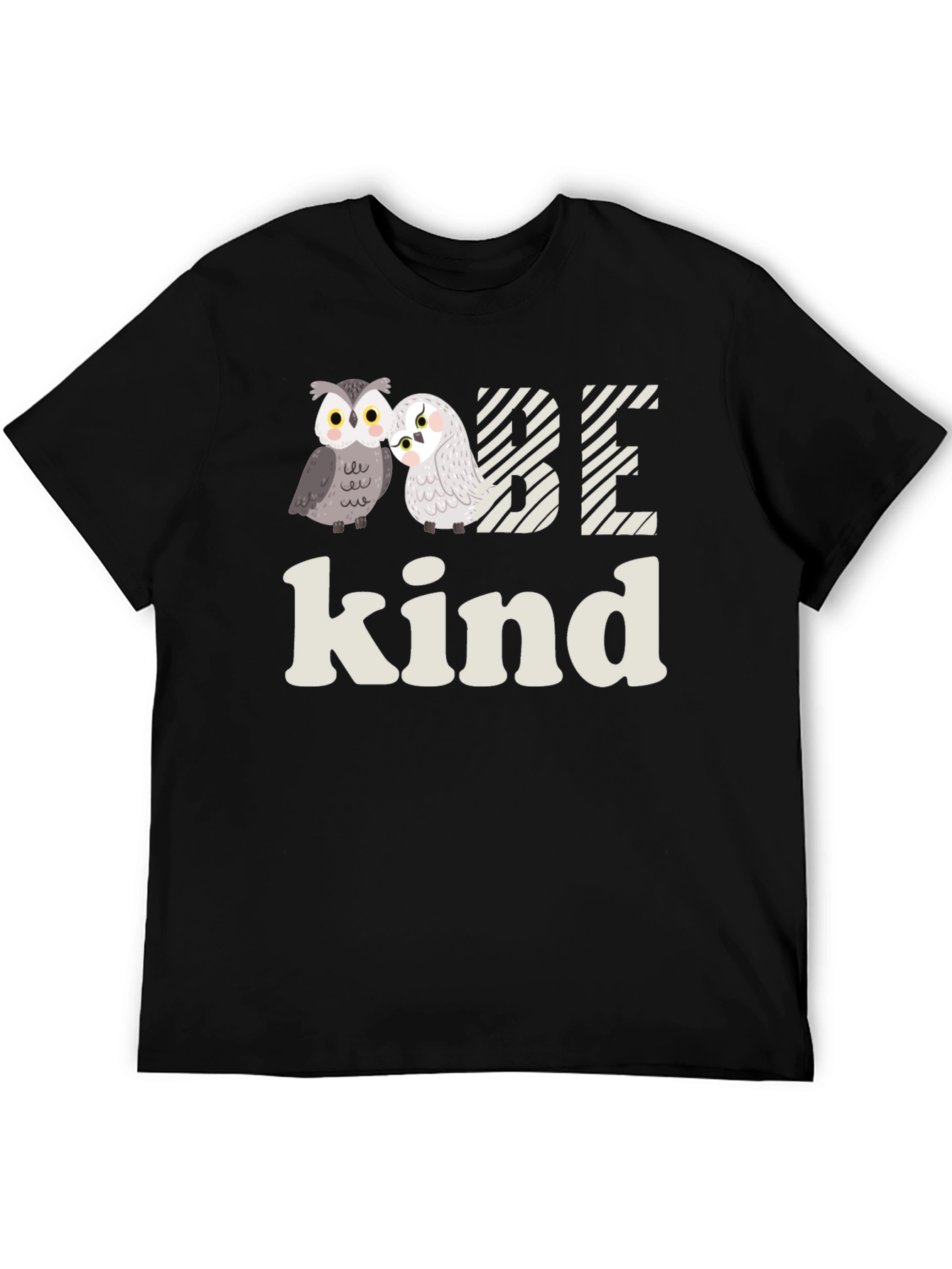 Be Kind Owl Graphic Tee -  Soft Black T-Shirt