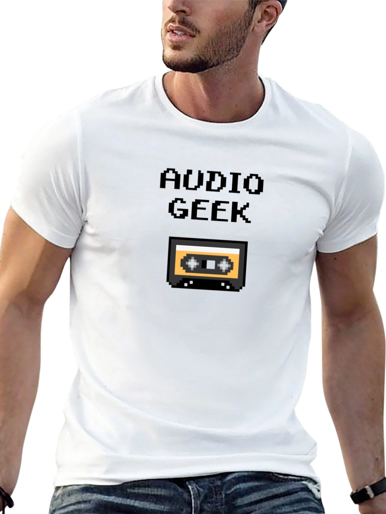 Audio Geek Pixel Cassette Tape Black T-Shirt