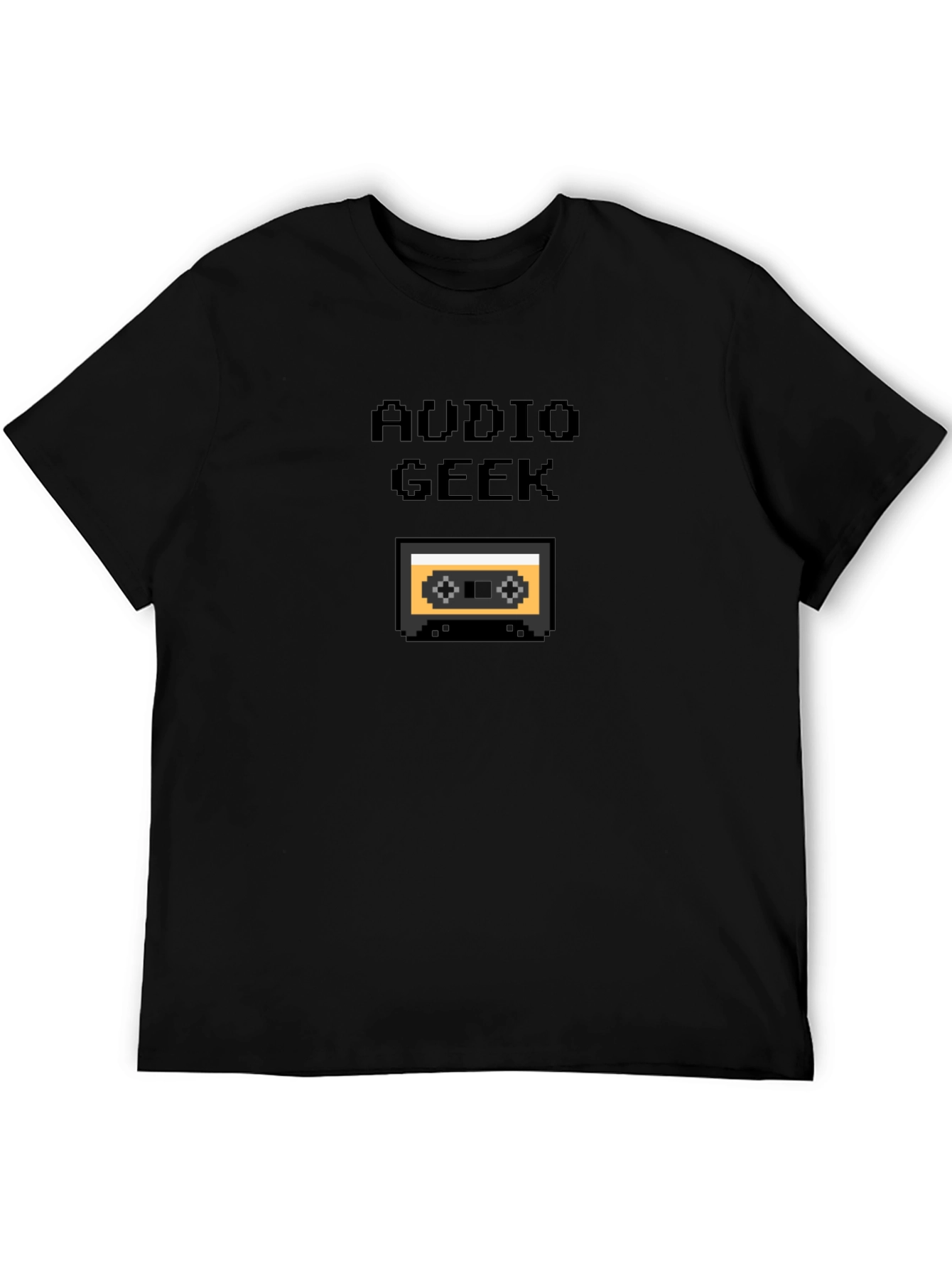 Audio Geek Pixel Cassette Tape Black T-Shirt