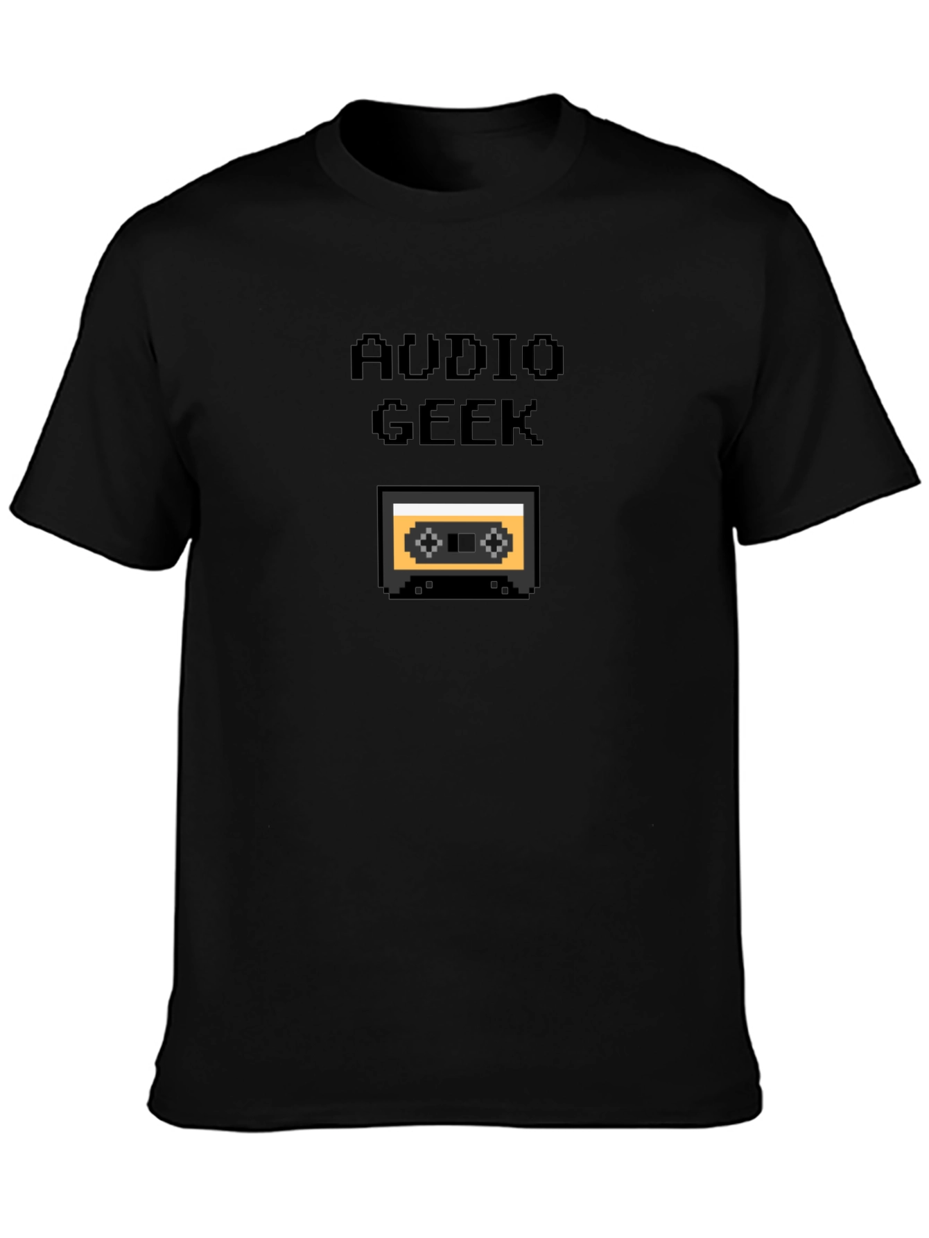Audio Geek Pixel Cassette Tape Black T-Shirt
