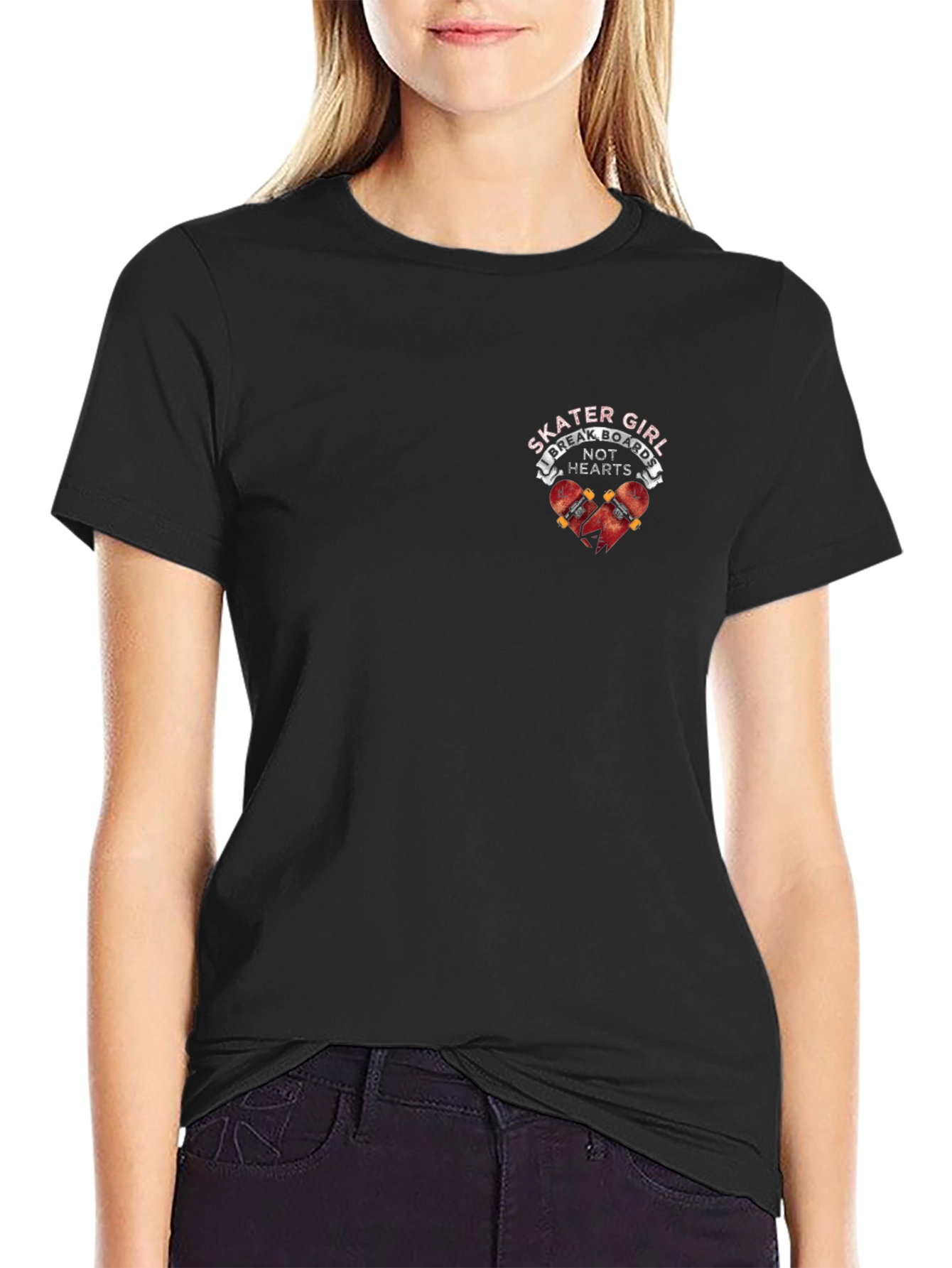 Skater Girl Break Boards Not Hearts T-Shirt