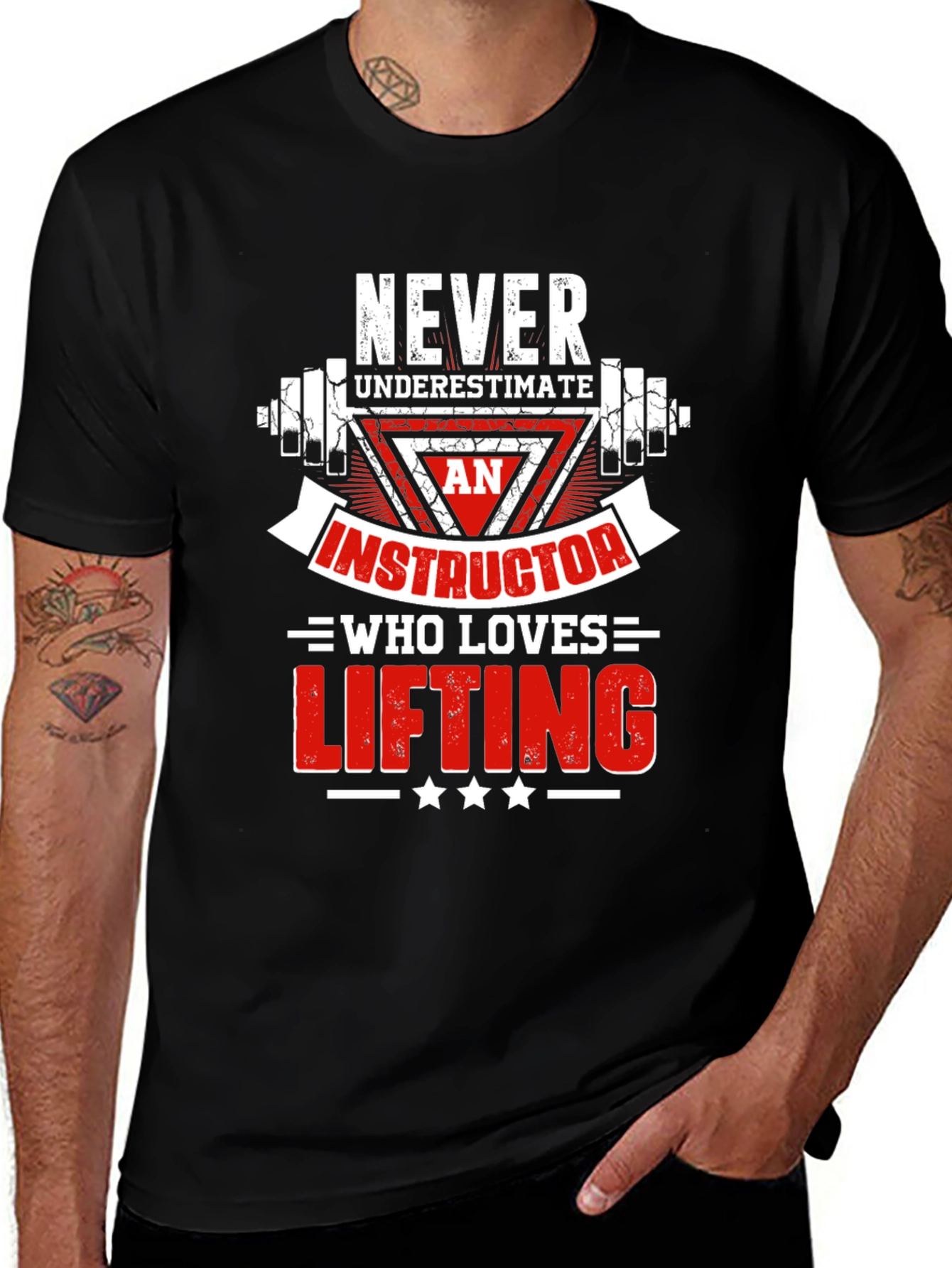 Never Underestimate Lifting Instructor Black T-Shirt