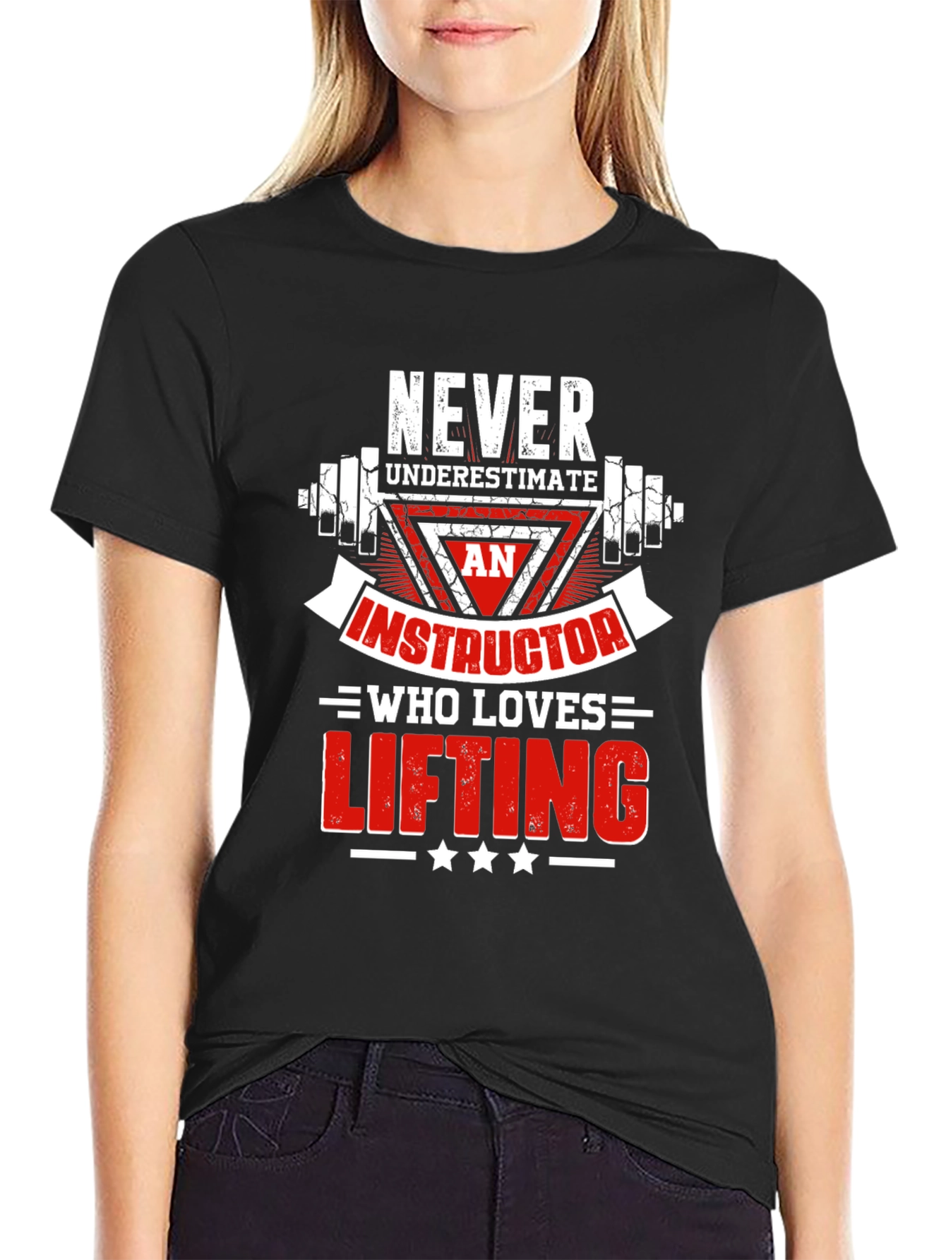 Never Underestimate Lifting Instructor Black T-Shirt