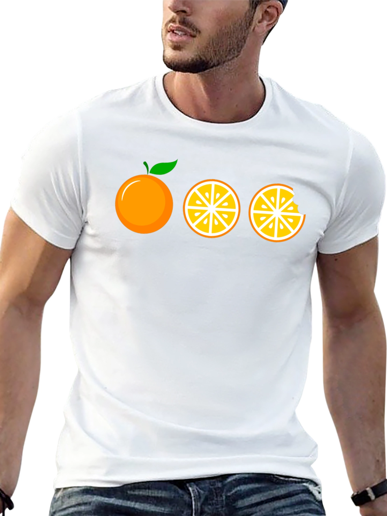 Orange Graphic Print Black T-Shirt