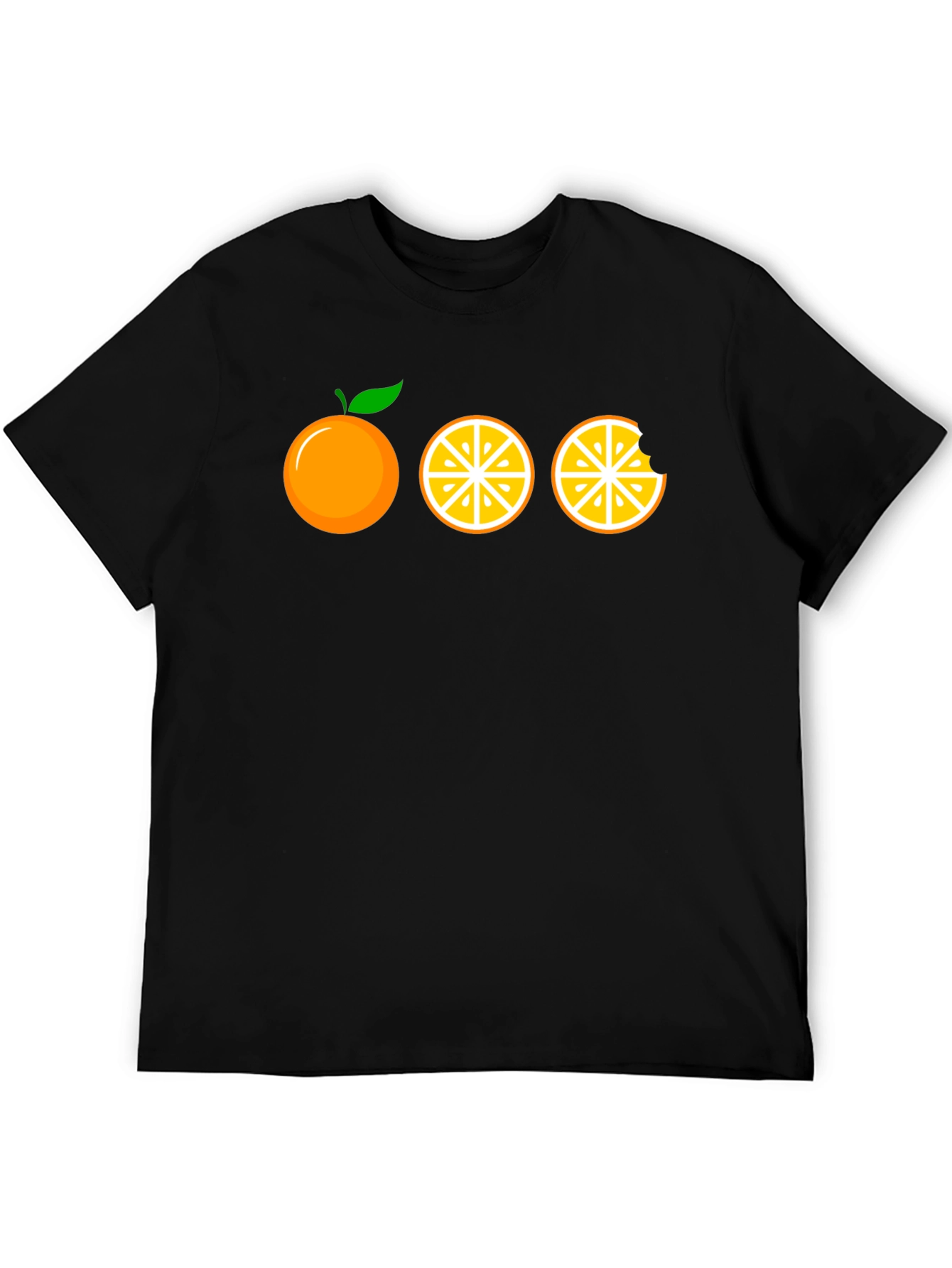 Orange Graphic Print Black T-Shirt