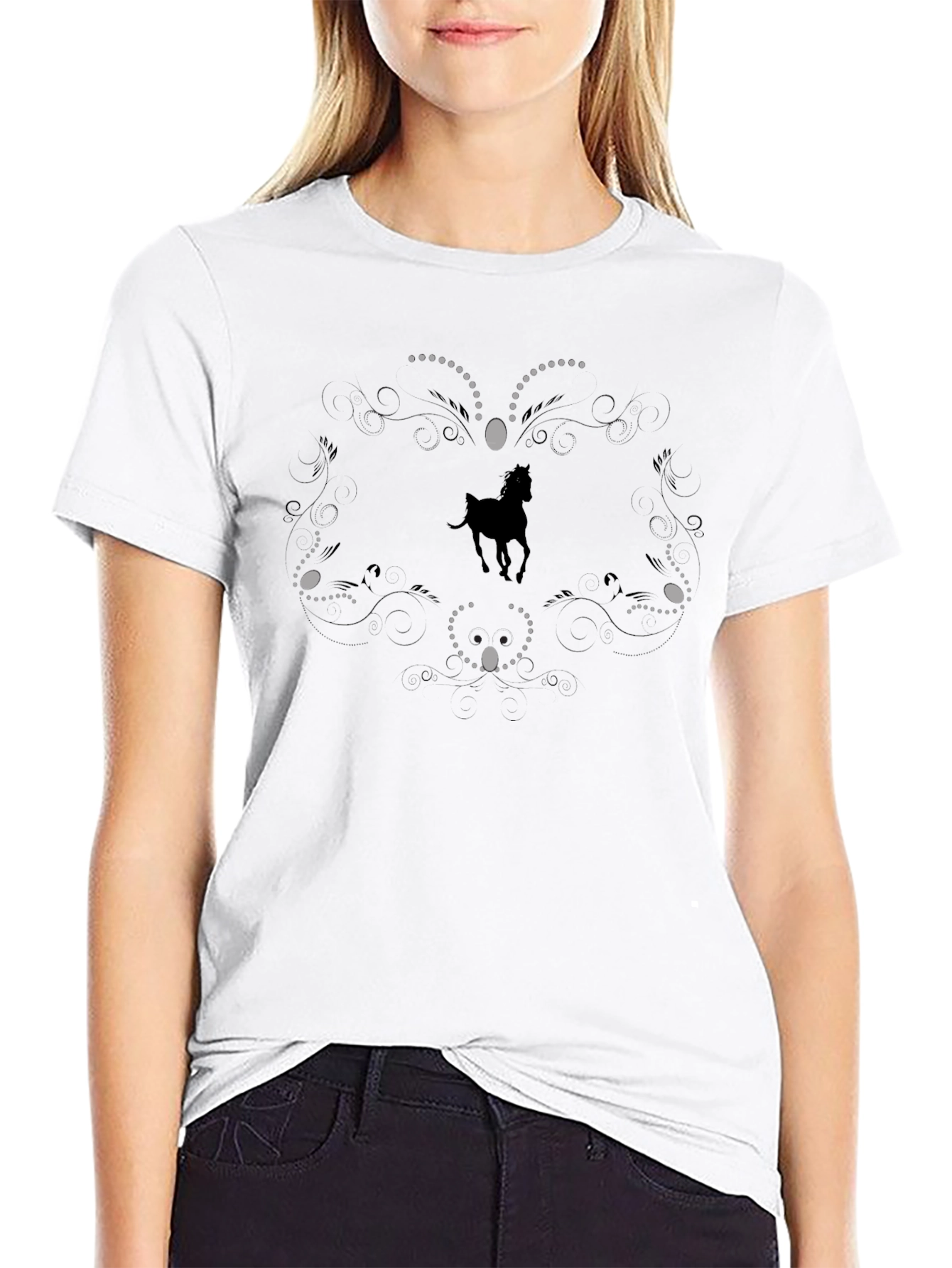 Horse Mandala Black T-Shirt