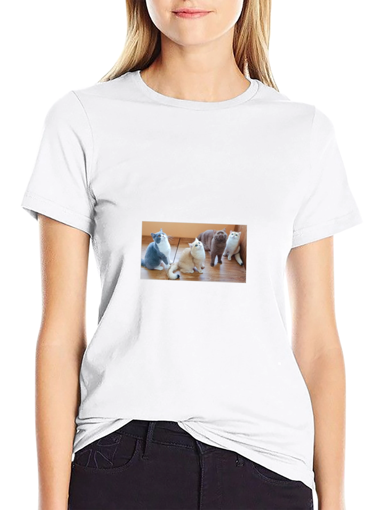 Cute Cats Graphic Black T-Shirt