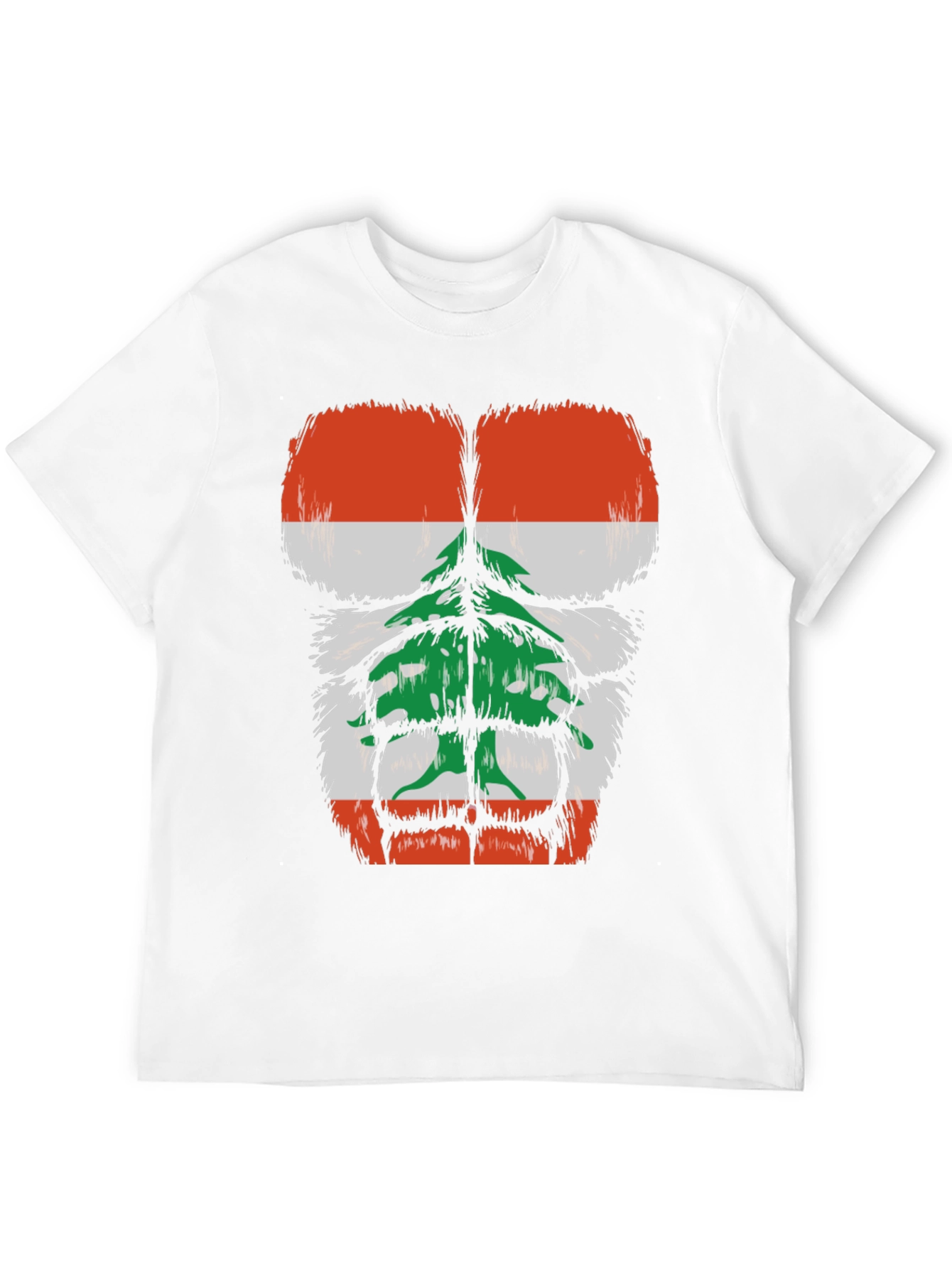Lebanon Flag Muscle Chest Black T-Shirt