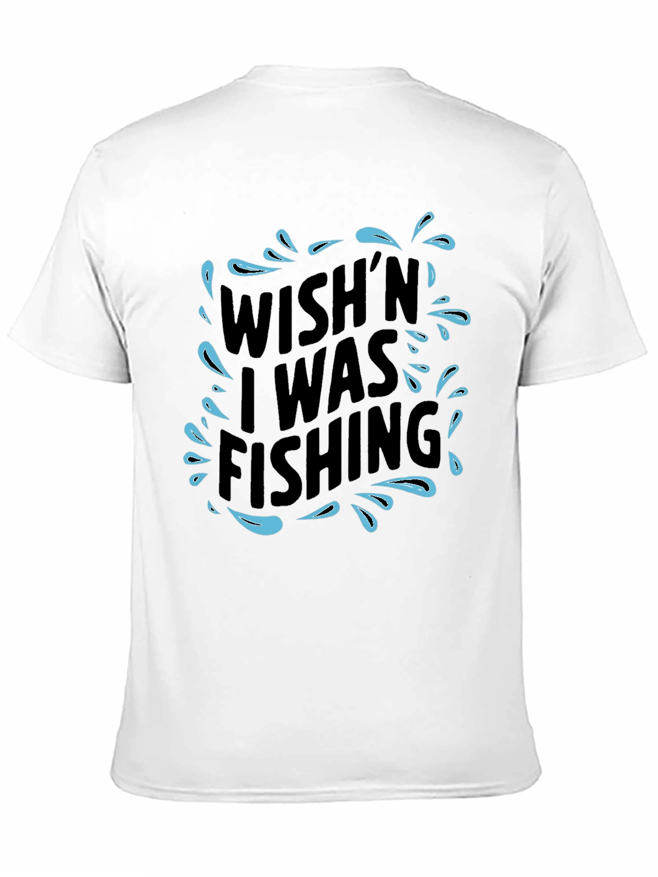 Wish I Was Fishing Black T-Shirt