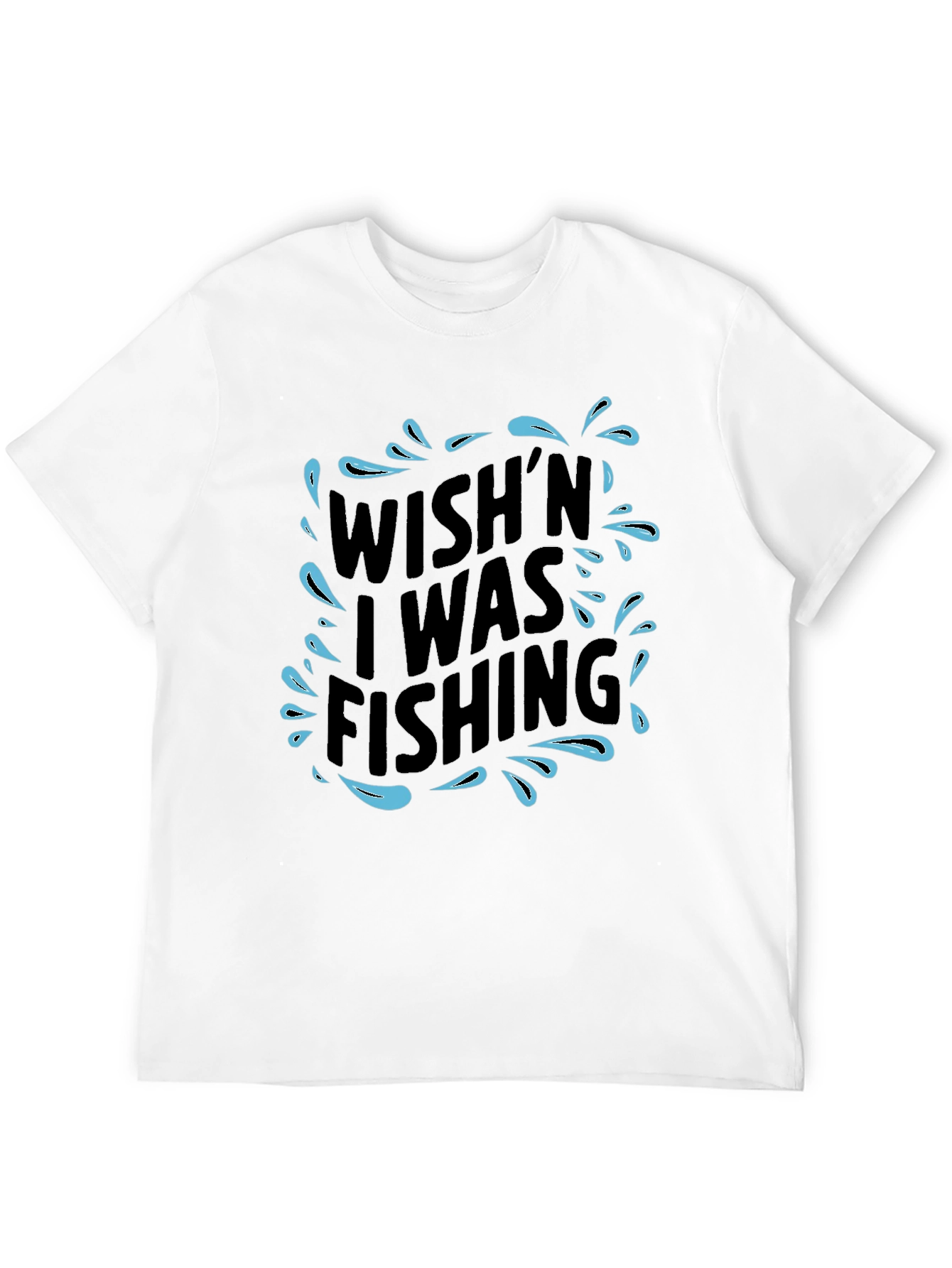 Wish I Was Fishing Black T-Shirt