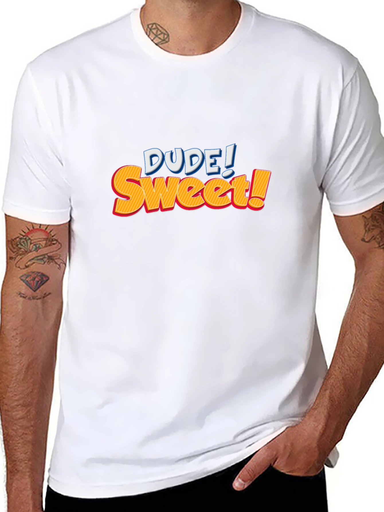 Dude! Sweet! Graphic Print Black T-Shirt