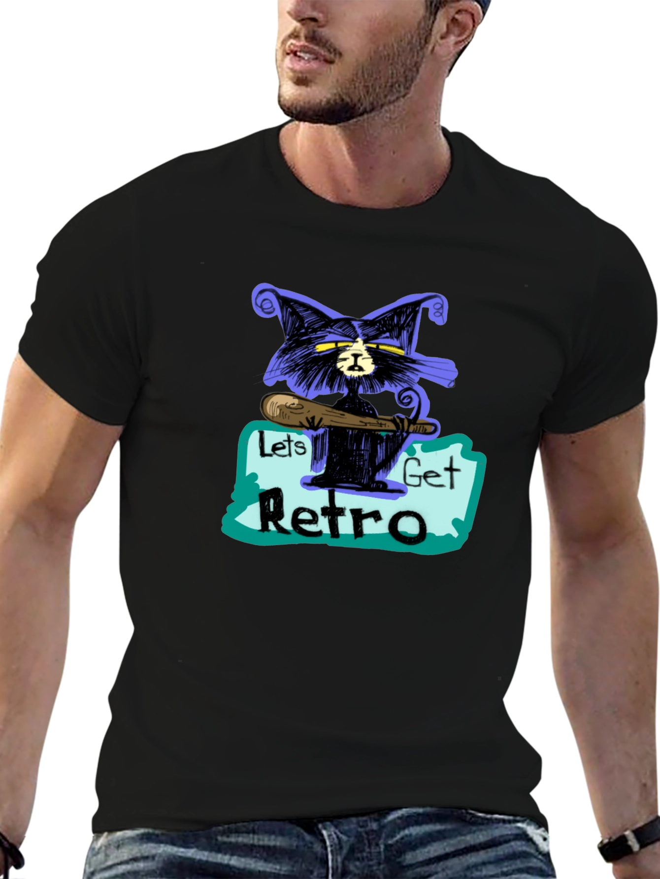 Retro Cat Graphic T-Shirt - Cool & Unique