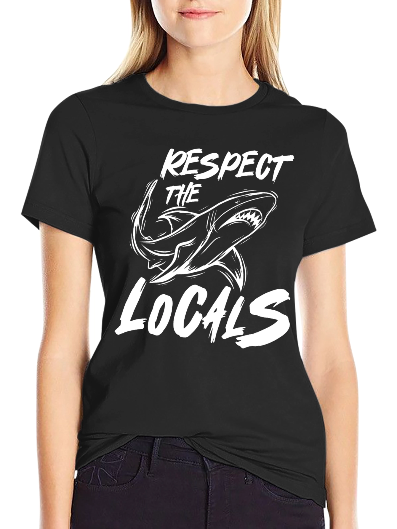 Respect the Locals Shark Graphic Tee - Black