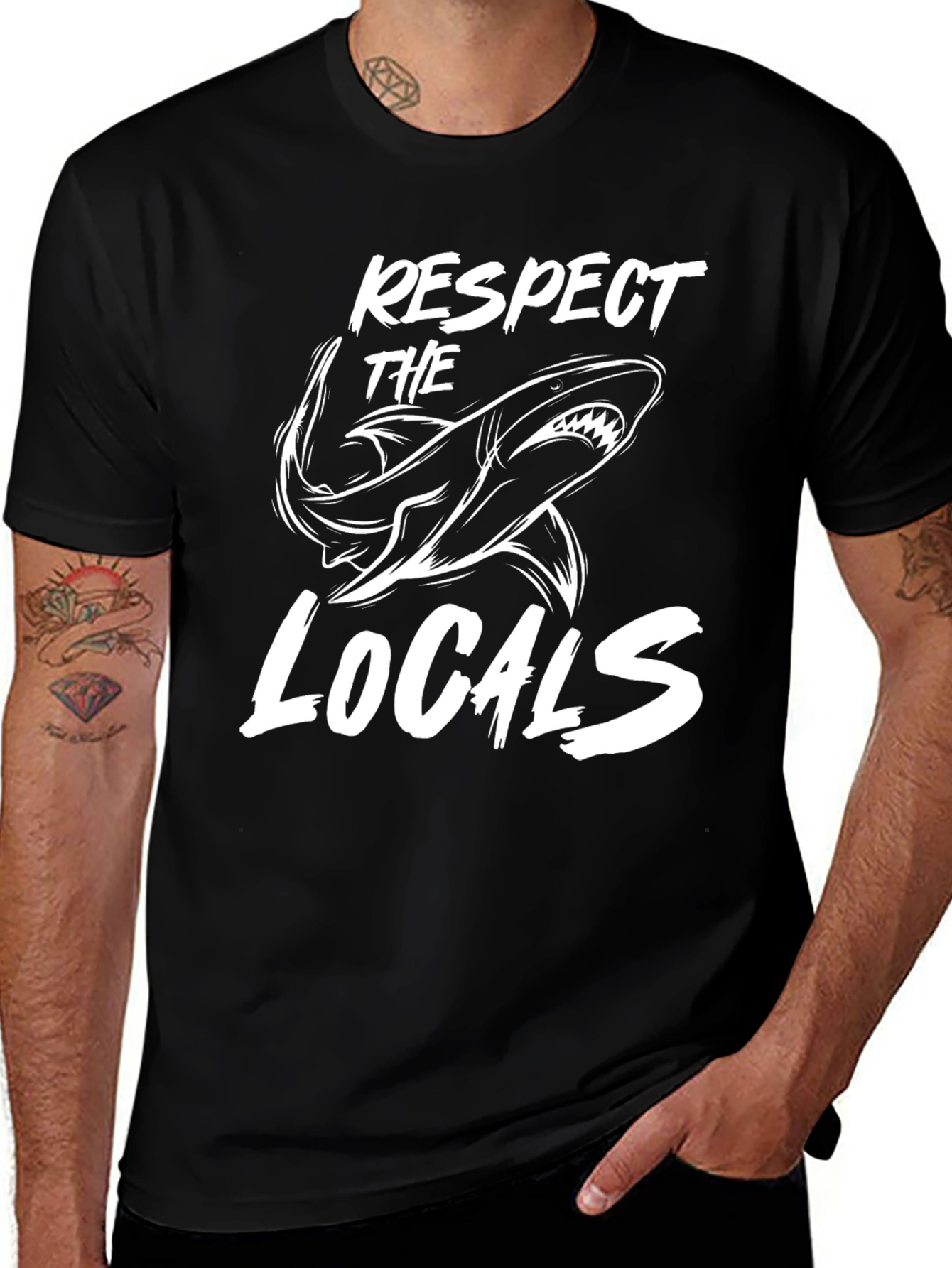Respect the Locals Shark Graphic Tee - Black