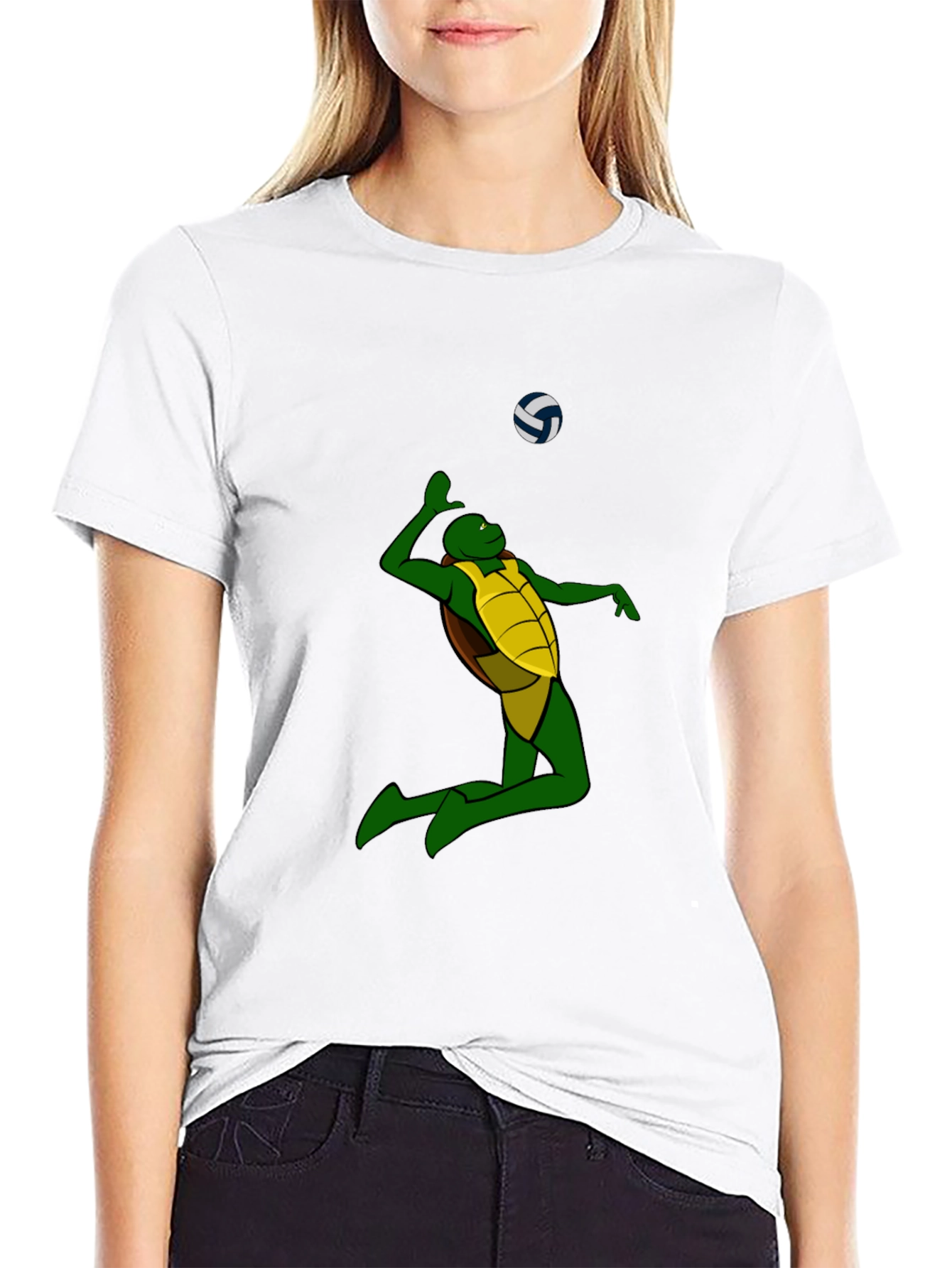 Turtle Volleyball Graphic T-Shirt - Black