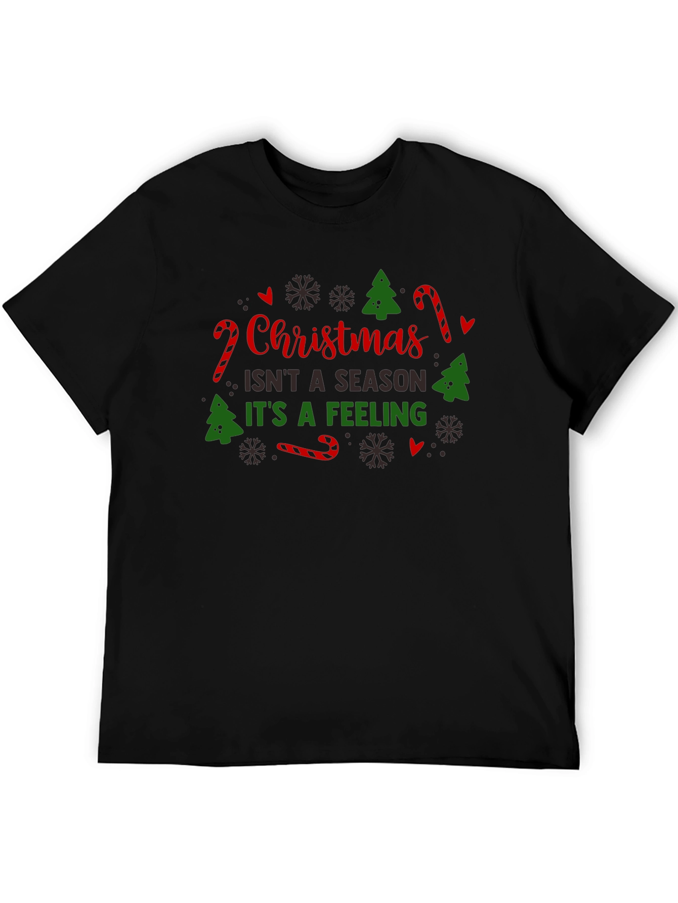 Christmas Feeling Black Graphic T-Shirt