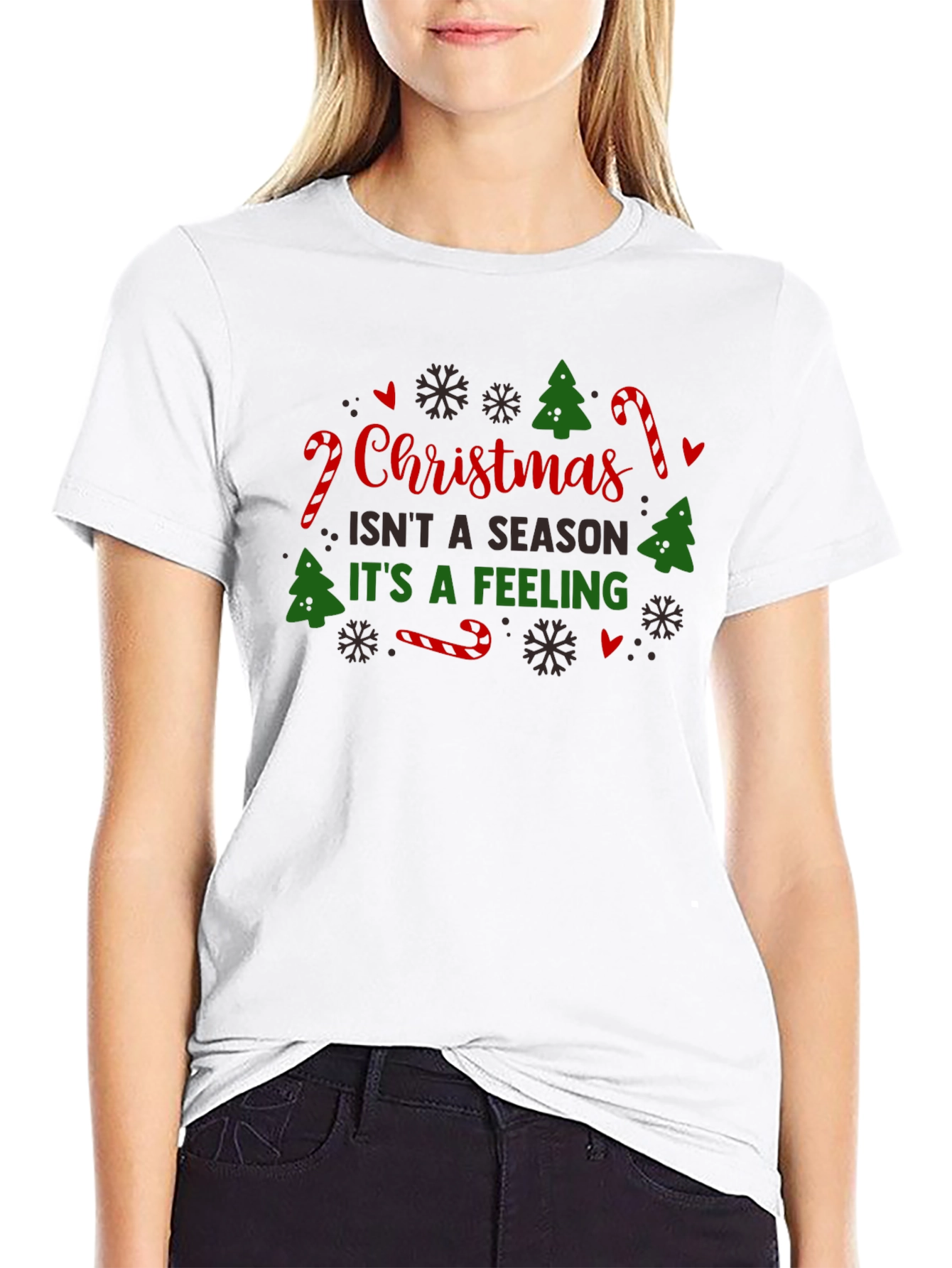Christmas Feeling Black Graphic T-Shirt