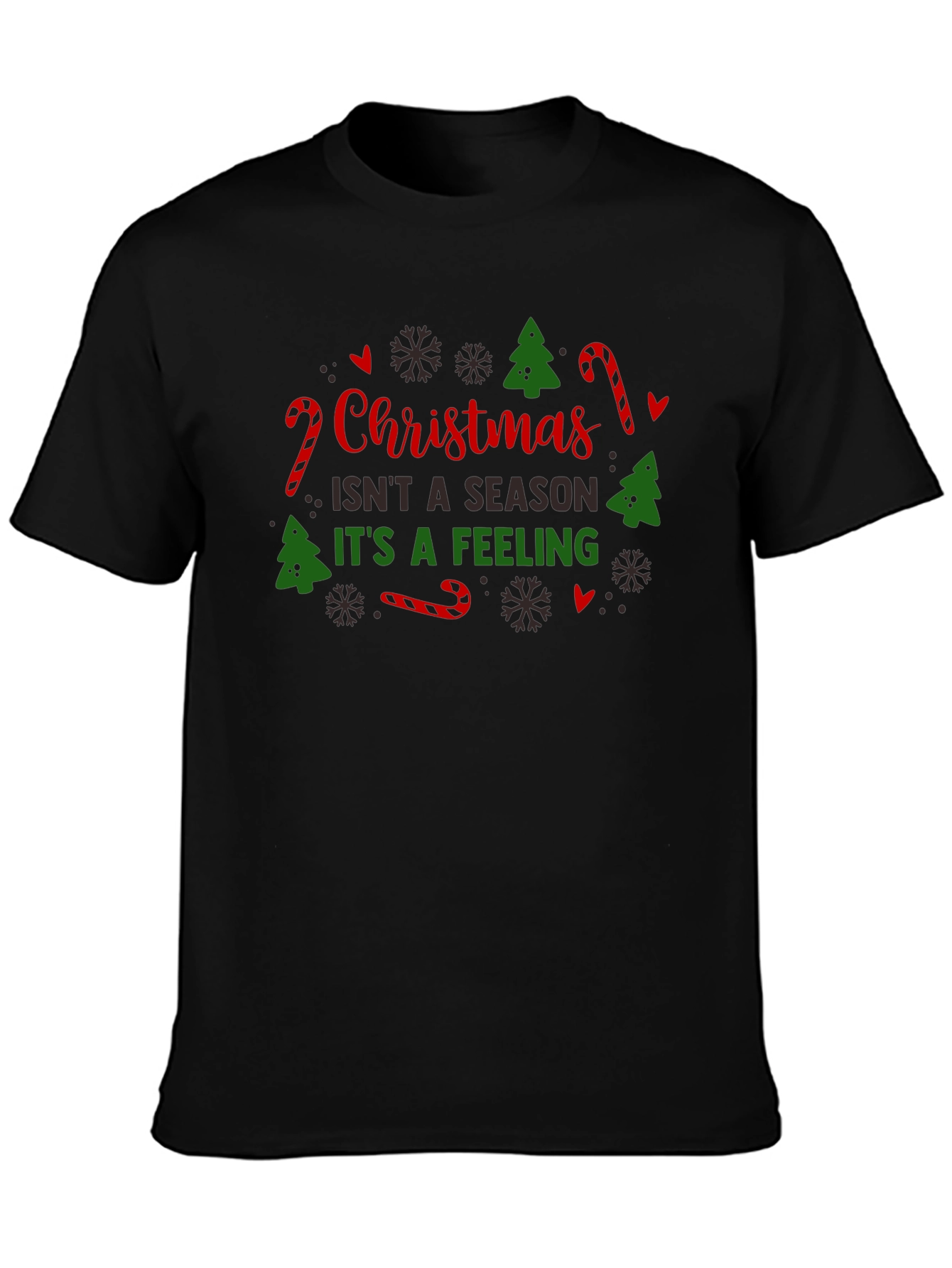 Christmas Feeling Black Graphic T-Shirt