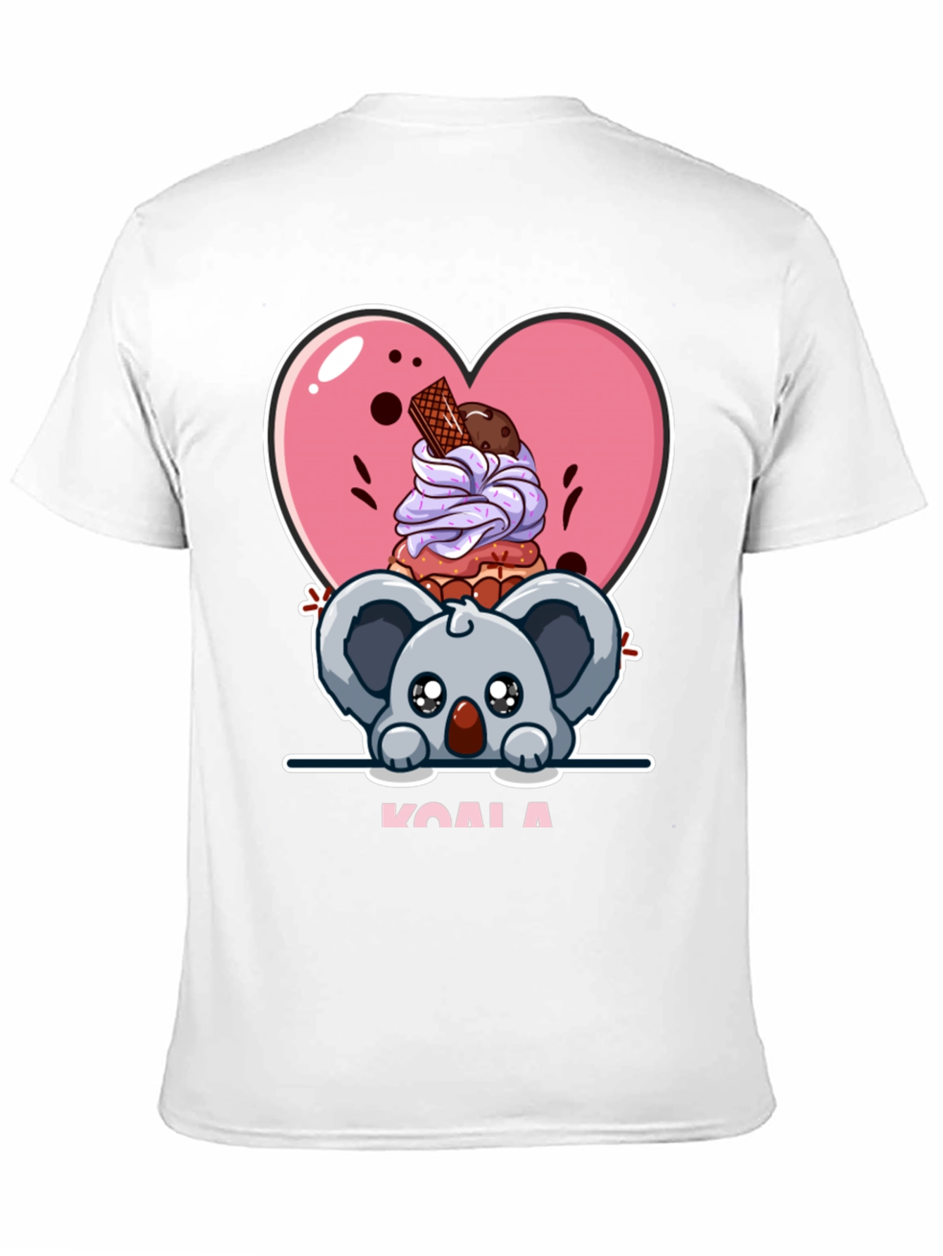 Cute Koala & Dessert Black T-Shirt